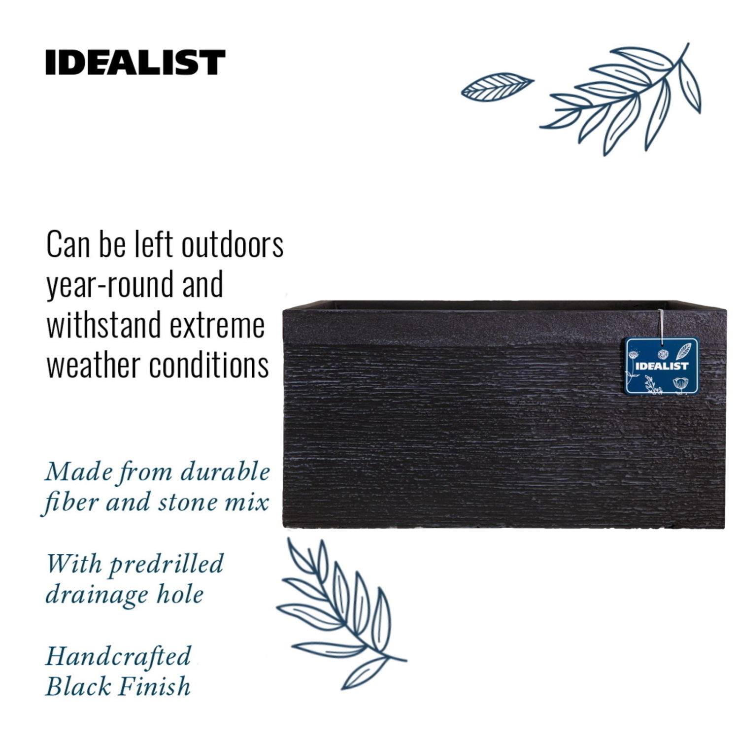 IDEALIST Lite Ribbed Light Concrete Trough Planter