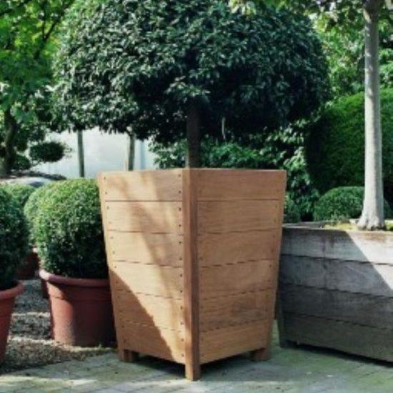 Hardwood Sevilla Tapered Square Tall Wood Outdoor Planter