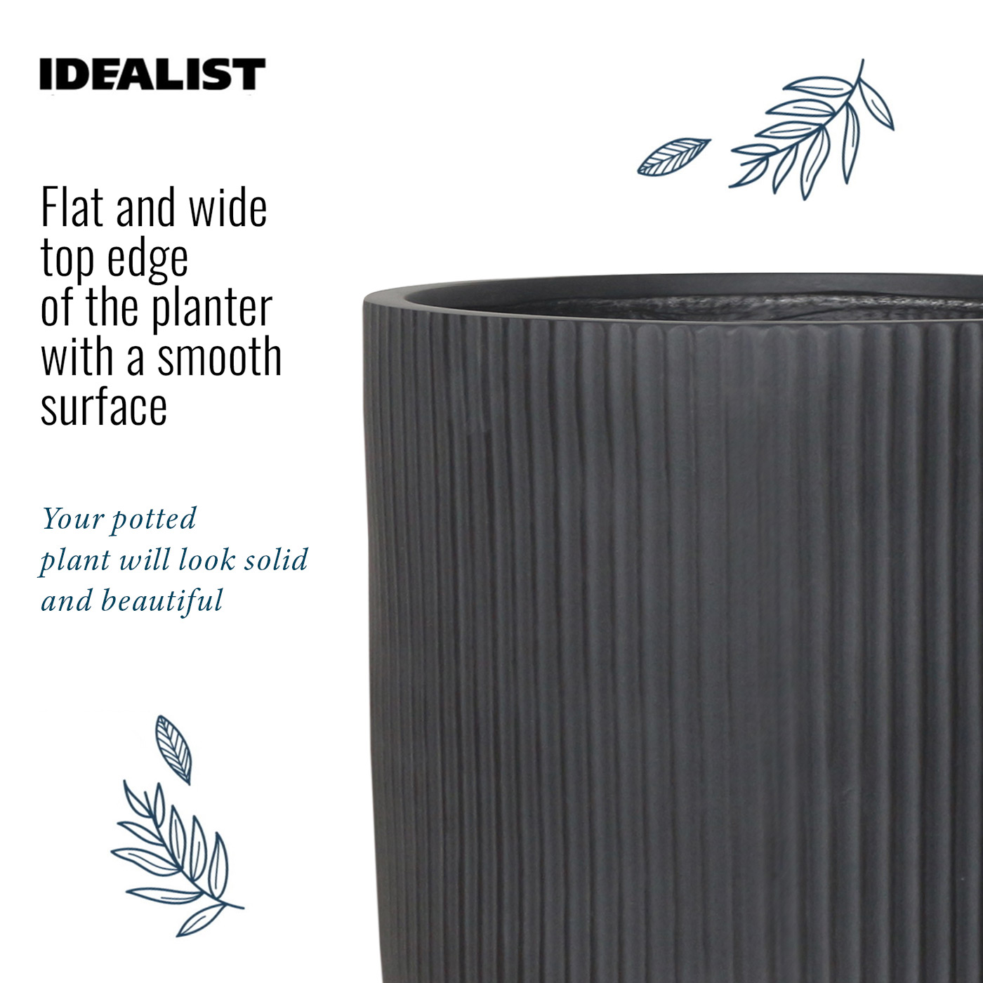 IDEALIST Lite Vertical Ribbed Cylinder Outdoor Planter