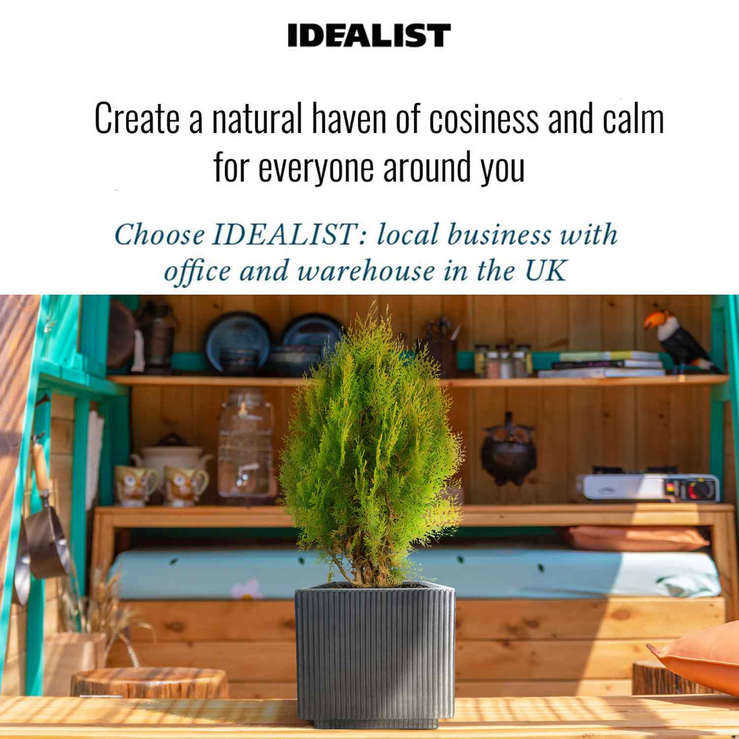 IDEALIST Lite Vertical Ribbed Square Effect Outdoor Planter