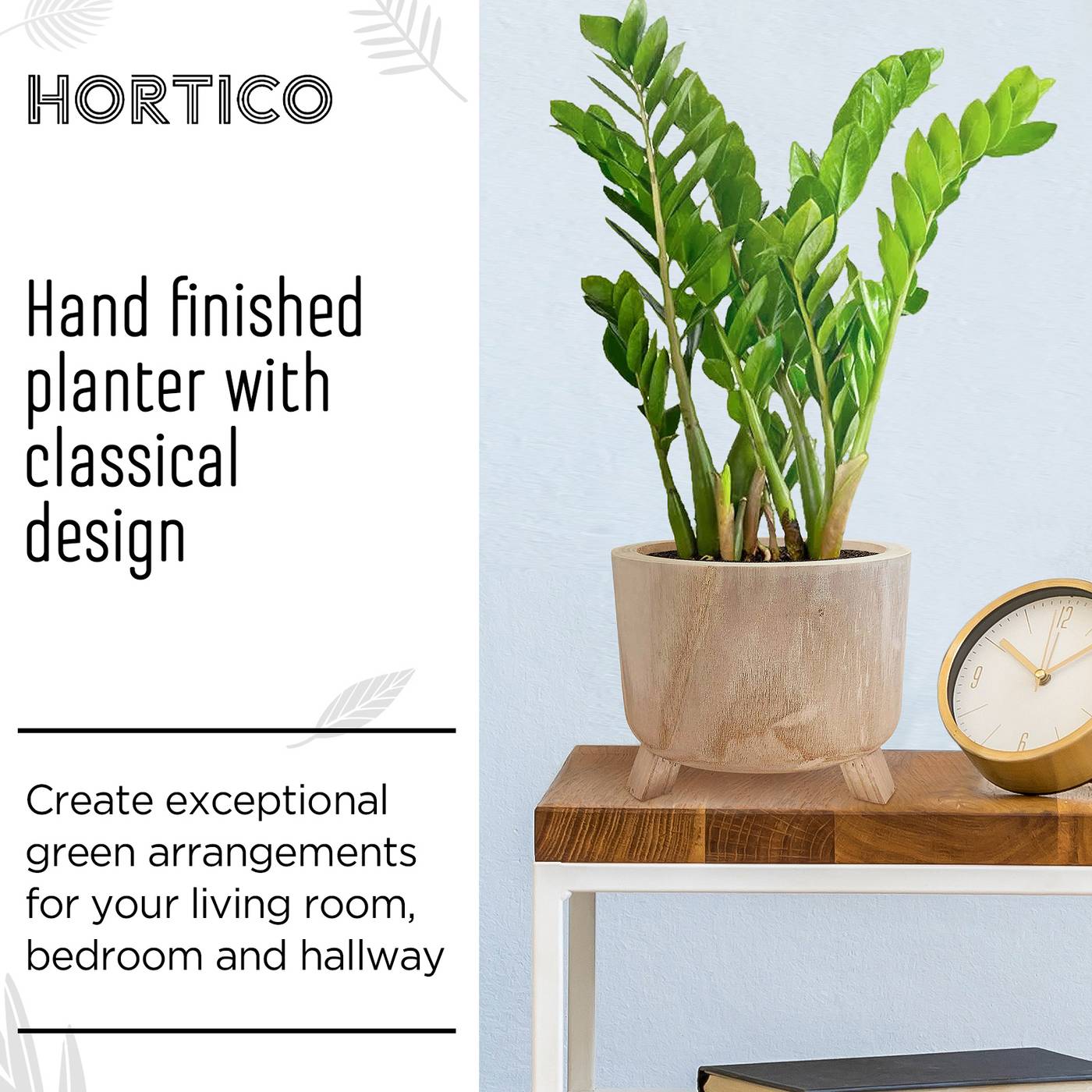 HORTICO GROWER Wooden House Planter with Legs, Indoor Plant Pot Stand with Waterproof Liner