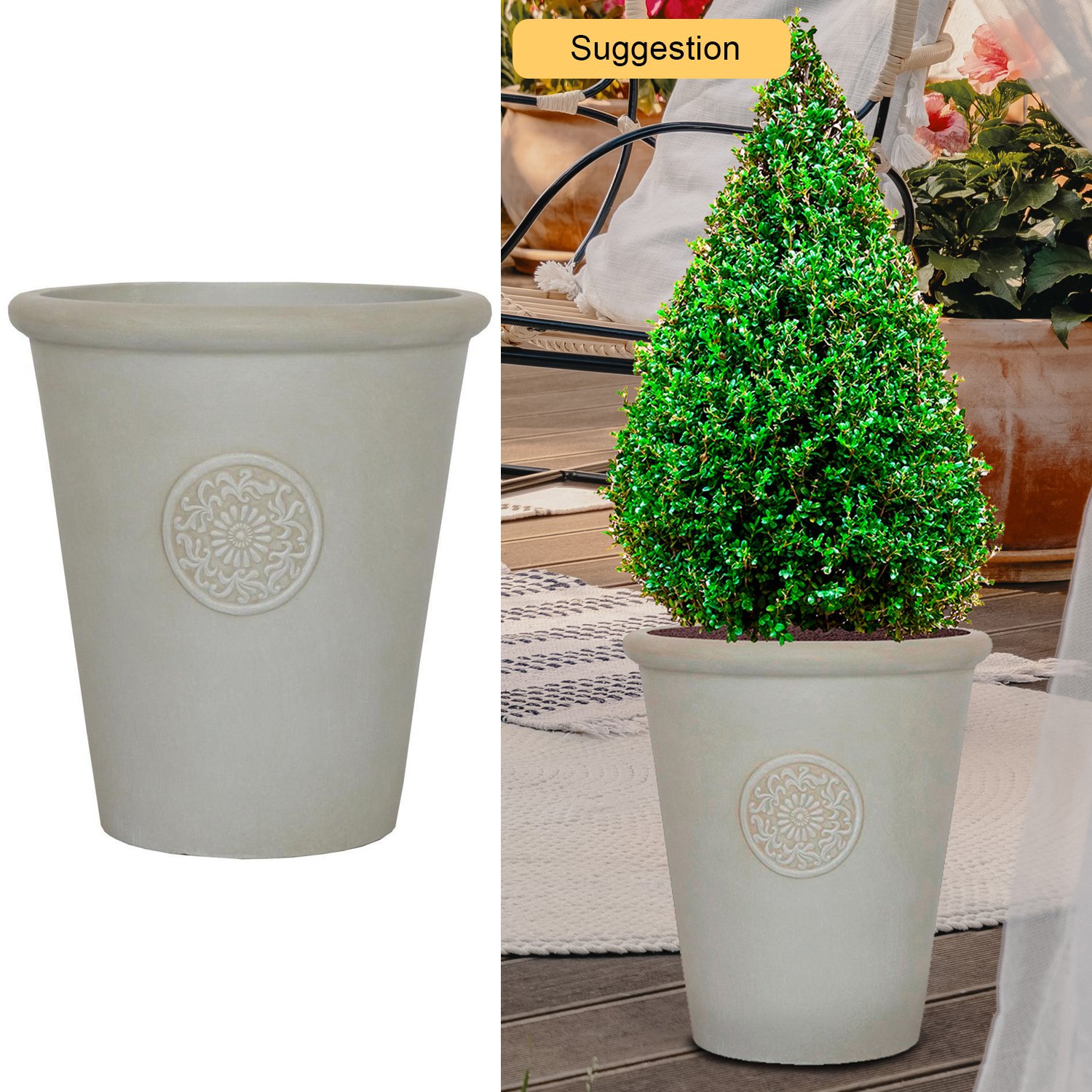 IDEALIST Lite Rustic Style Rolled Rim Vase Outdoor Planter