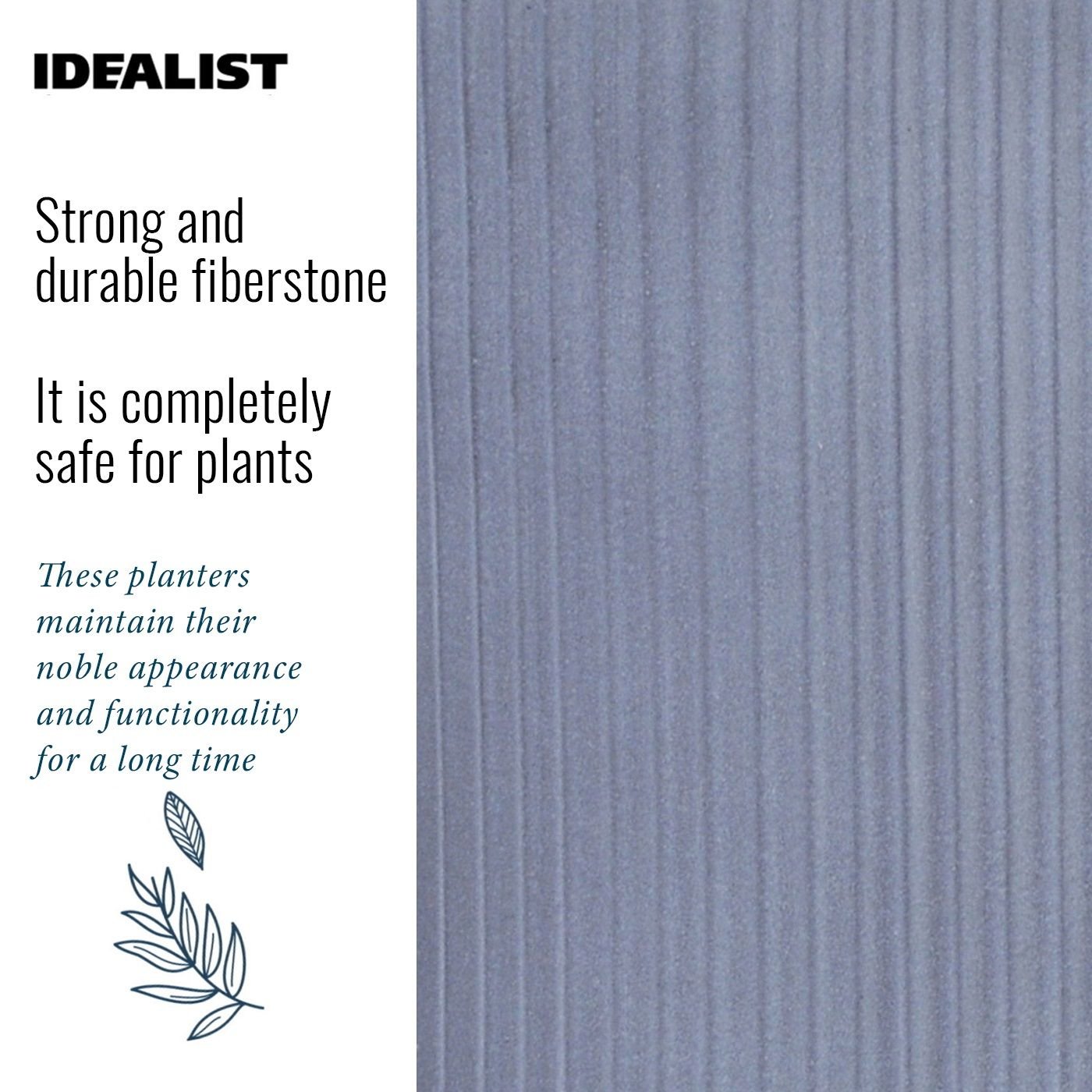 IDEALIST Lite Ribbed Cylinder Planter on Legs, Round Pot Plant Stand Indoor