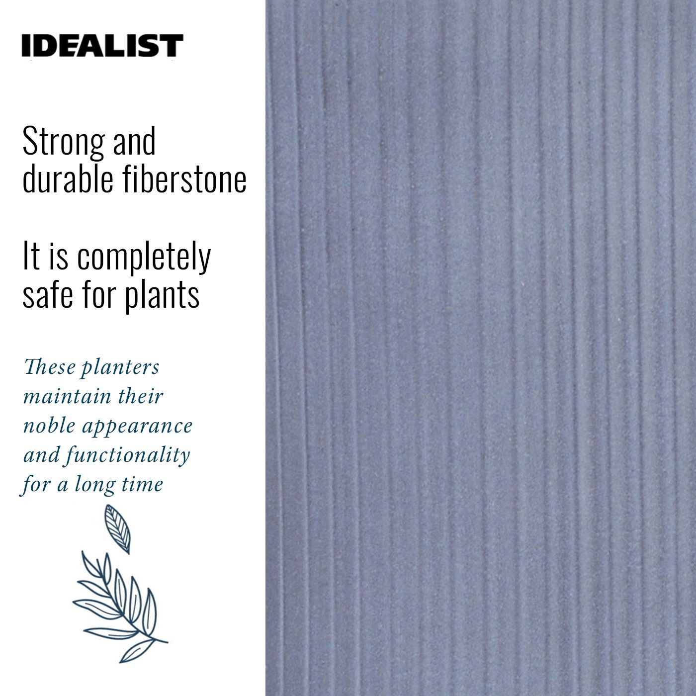 IDEALIST Lite Ribbed Cylinder Planter on Legs, Round Pot Plant Stand Indoor