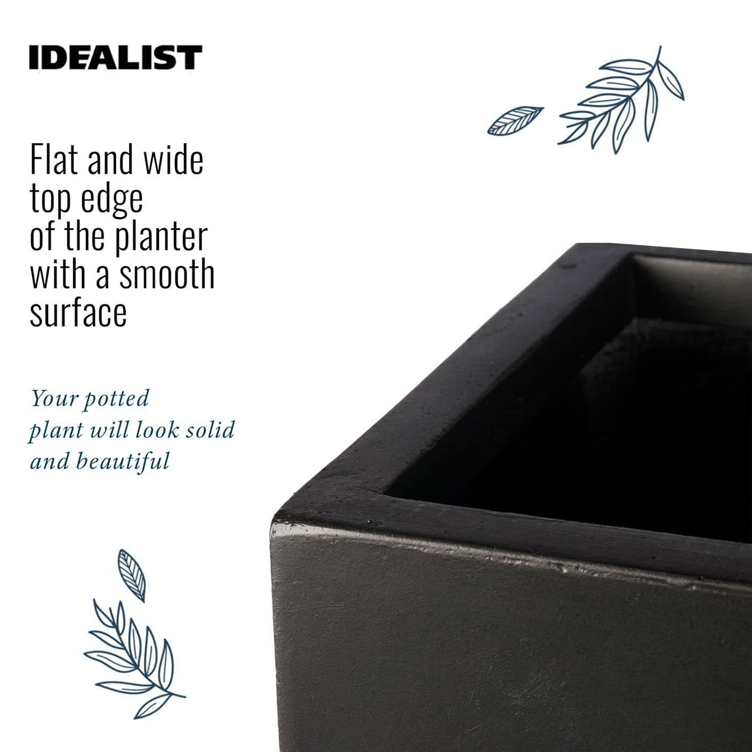 IDEALIST Lite Square Box Contemporary Light Concrete Planter