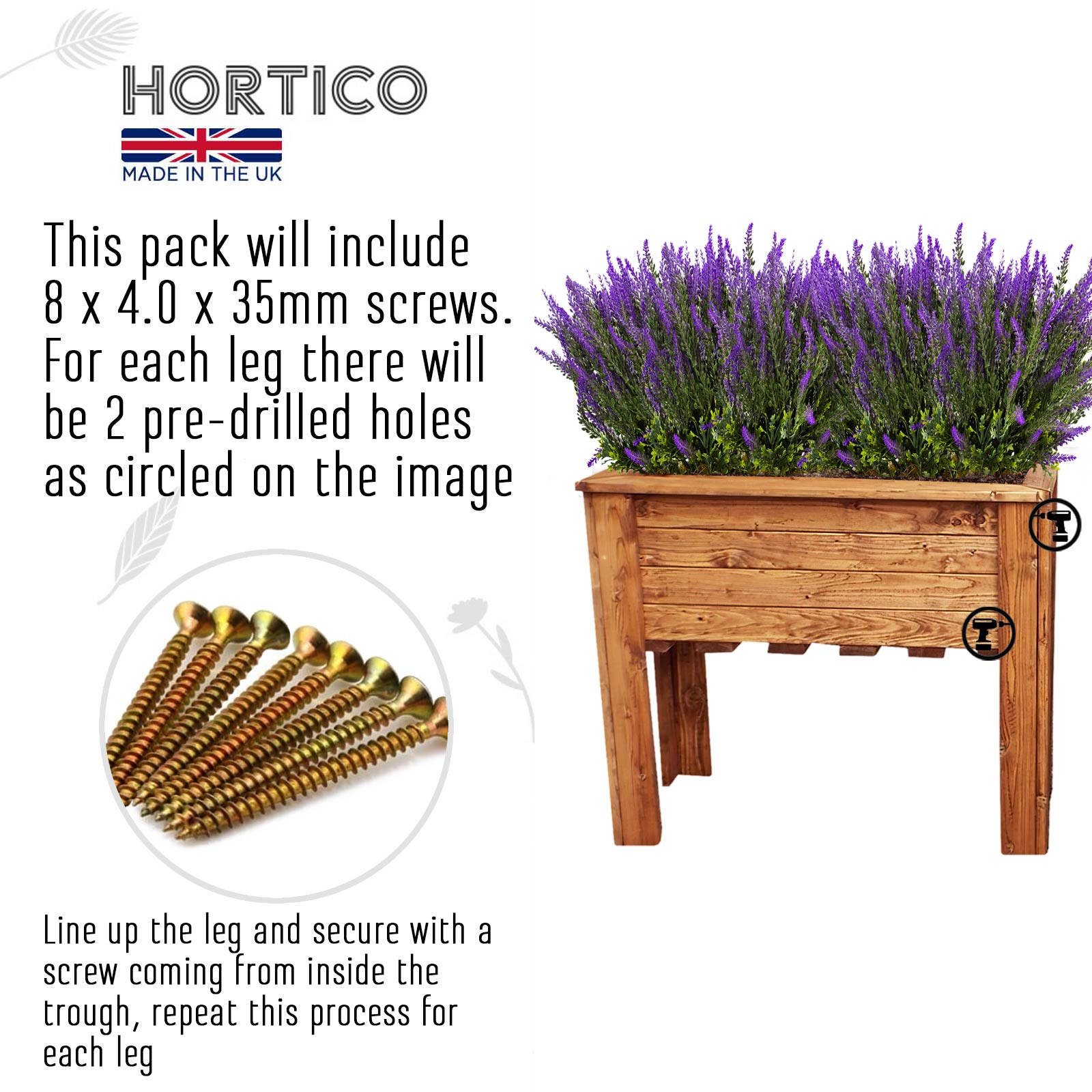 Rustic Scandinavian Redwood Raised Bed Outdoor Planter on Legs Made in UK by HORTICO