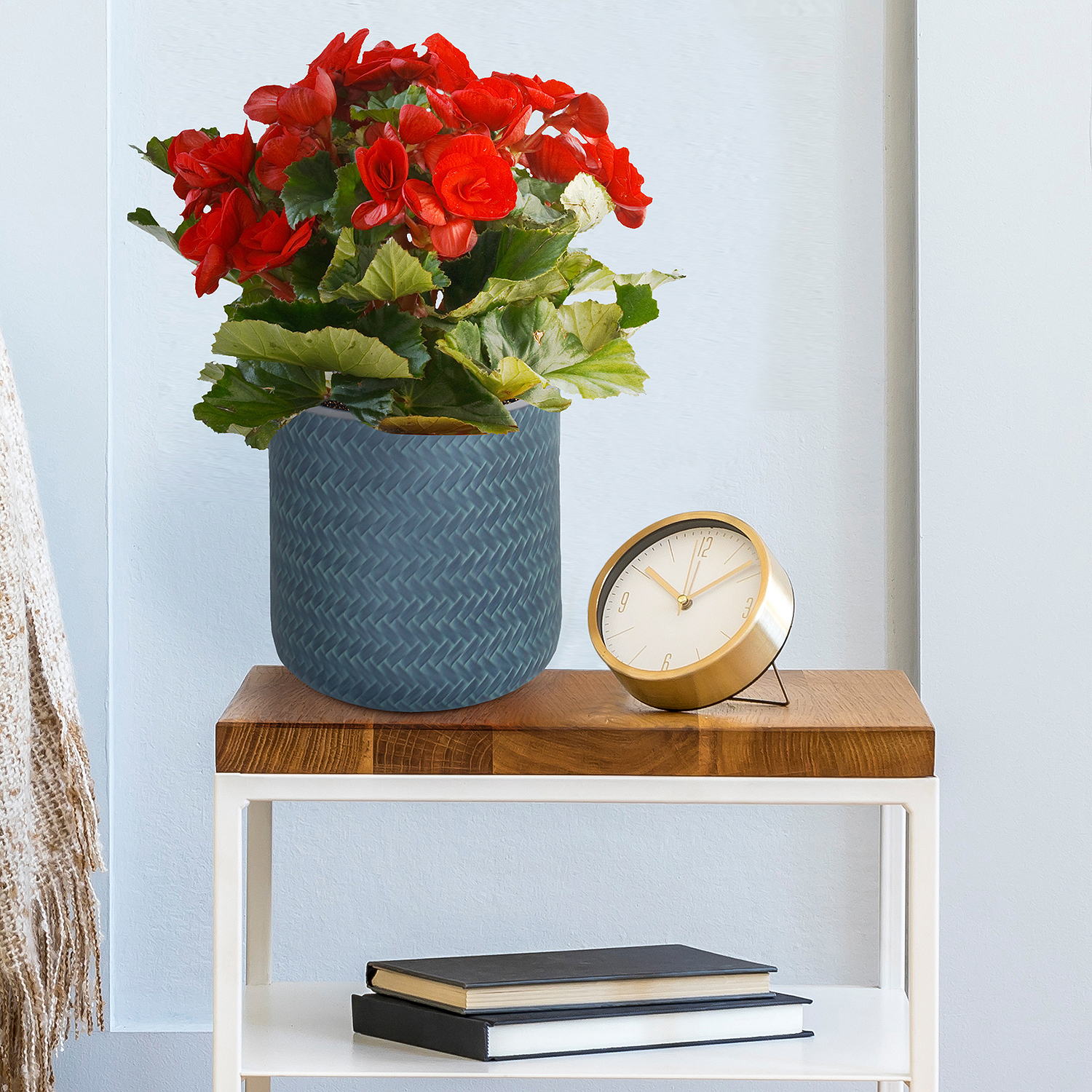 IDEALIST Lite Plaited Style Table and Hanging Cylinder Round Plant Pot Dual Use Indoor Planter