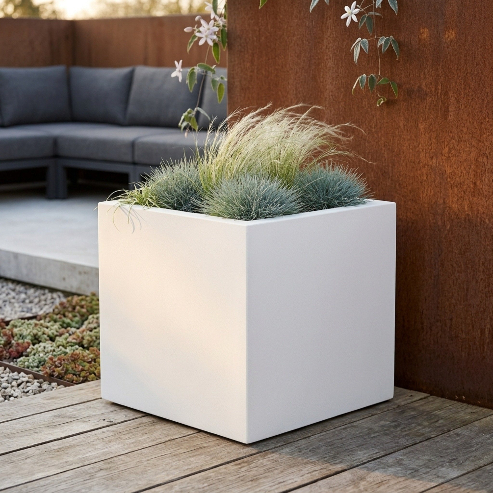 IDEALIST Lite Square Box Contemporary Light Concrete Planter