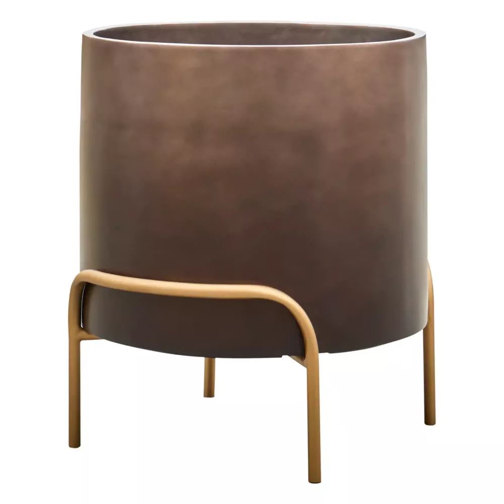 Gradient Cylinder Planter + Plant Stand | Polyresin Indoor Plant Pot