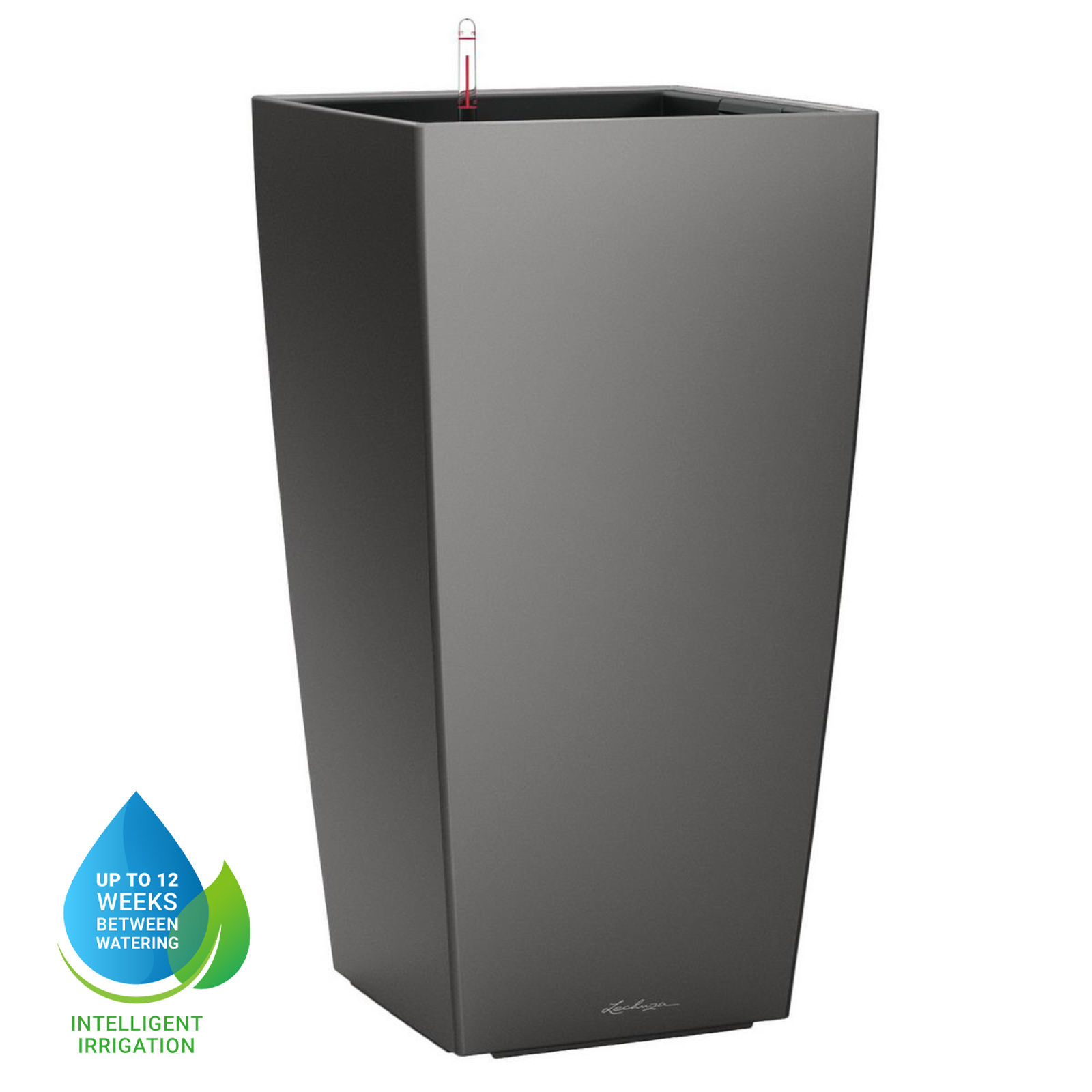 LECHUZA CUBICO Square Tall Poly Resin Self-watering Planter