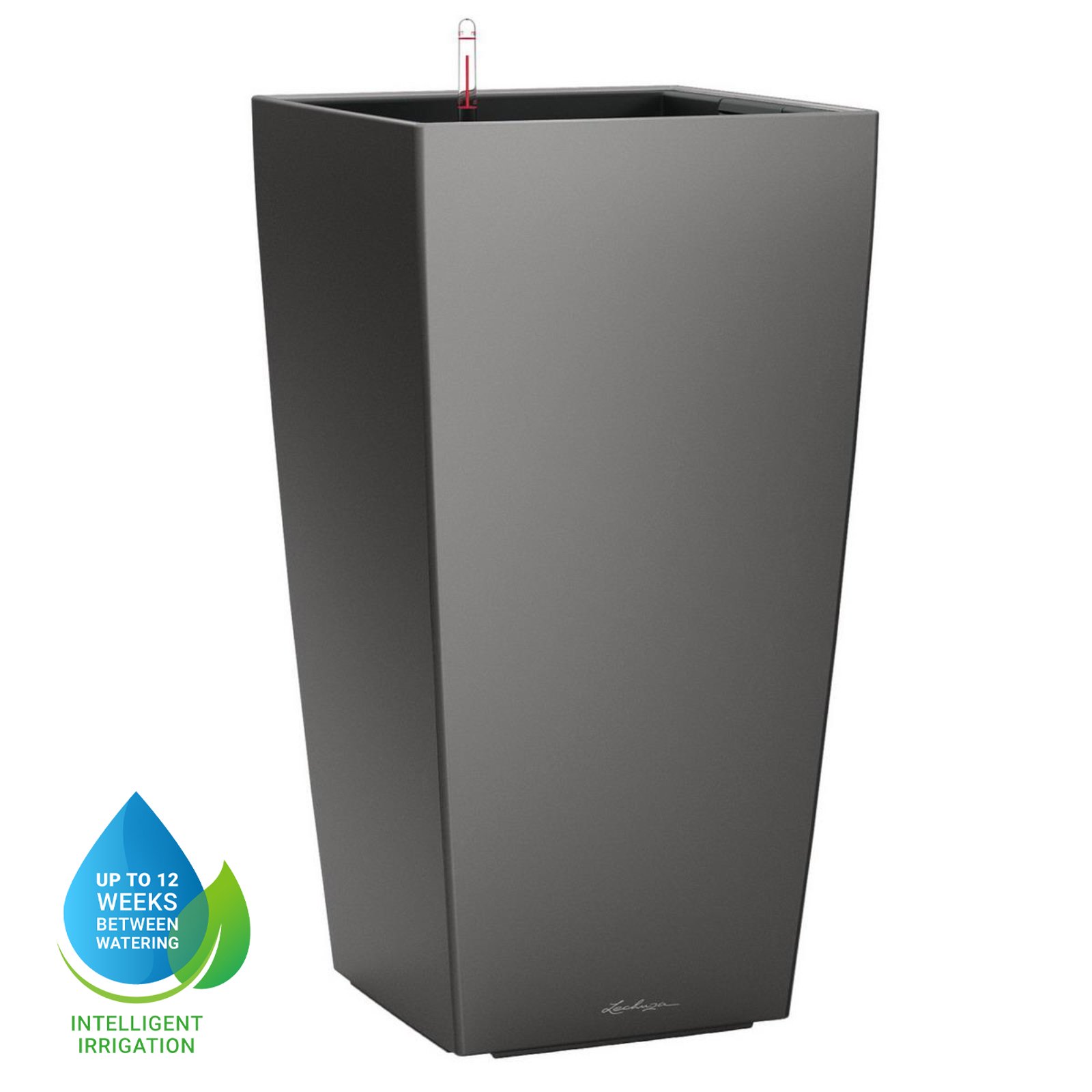 LECHUZA CUBICO Square Tall Poly Resin Self-watering Planter