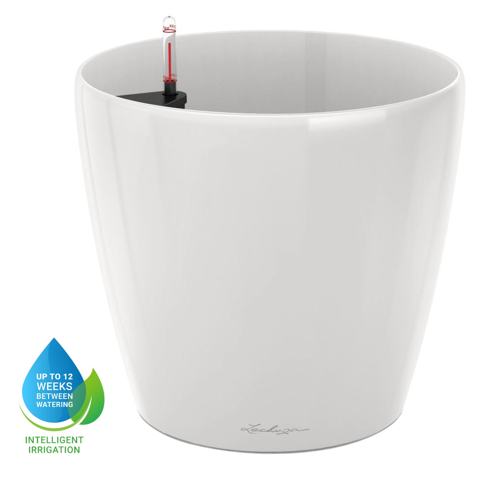 LECHUZA CLASSICO Round Poly Resin Self-watering Planter with Substrate