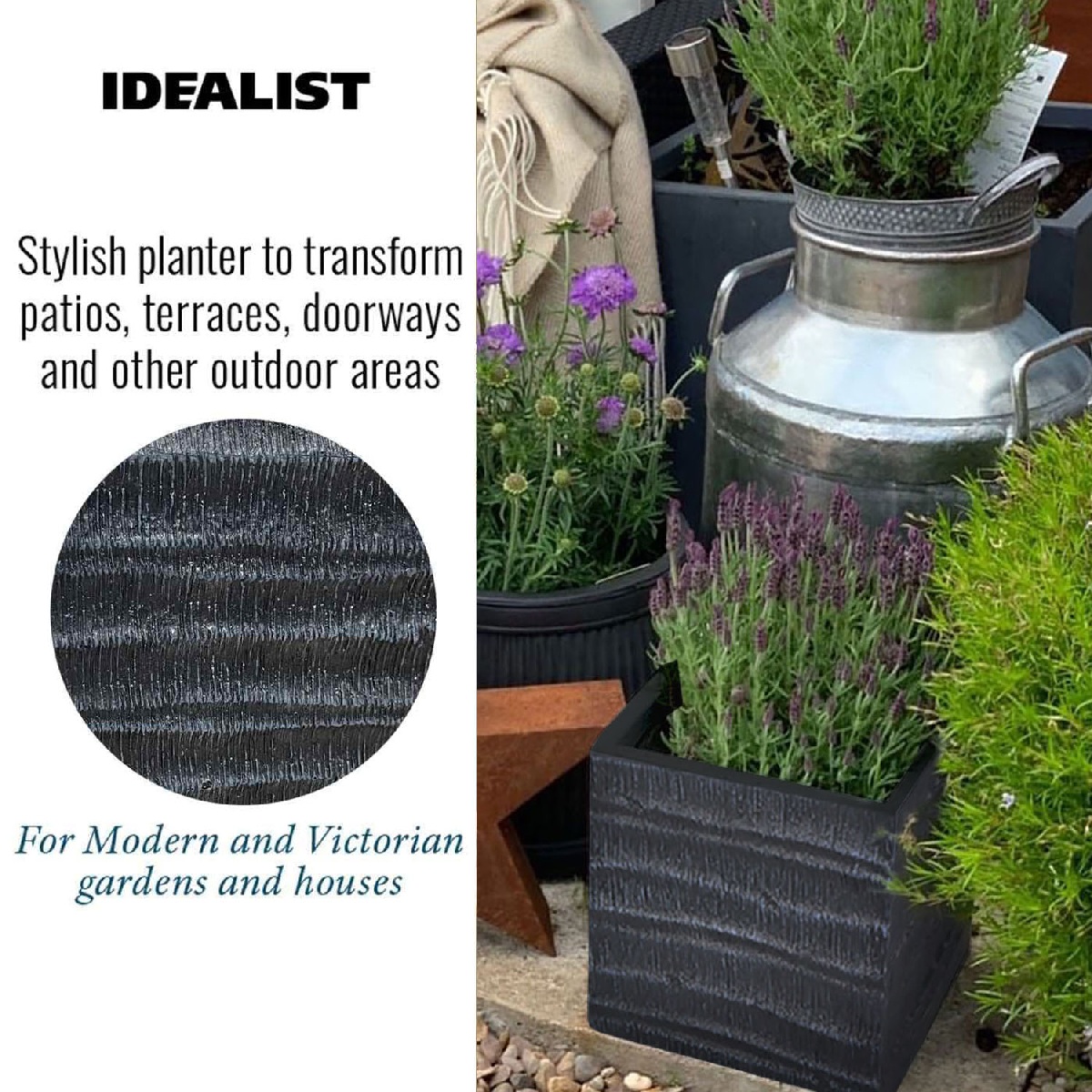 IDEALIST Lite Straw Ribbed Square Outdoor Planter