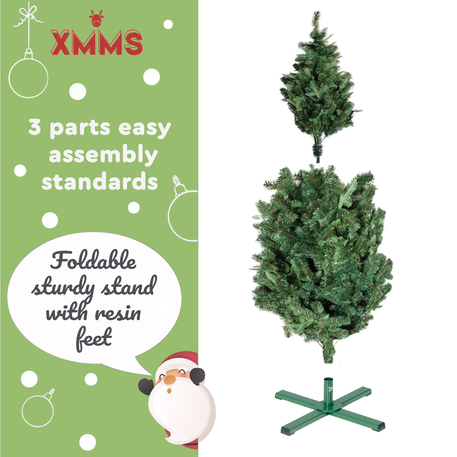 XMMS Swansea Artificial Christmas Tree with Tree Skirt & Cotton Gloves Real Touch Mixed Pine and Fir