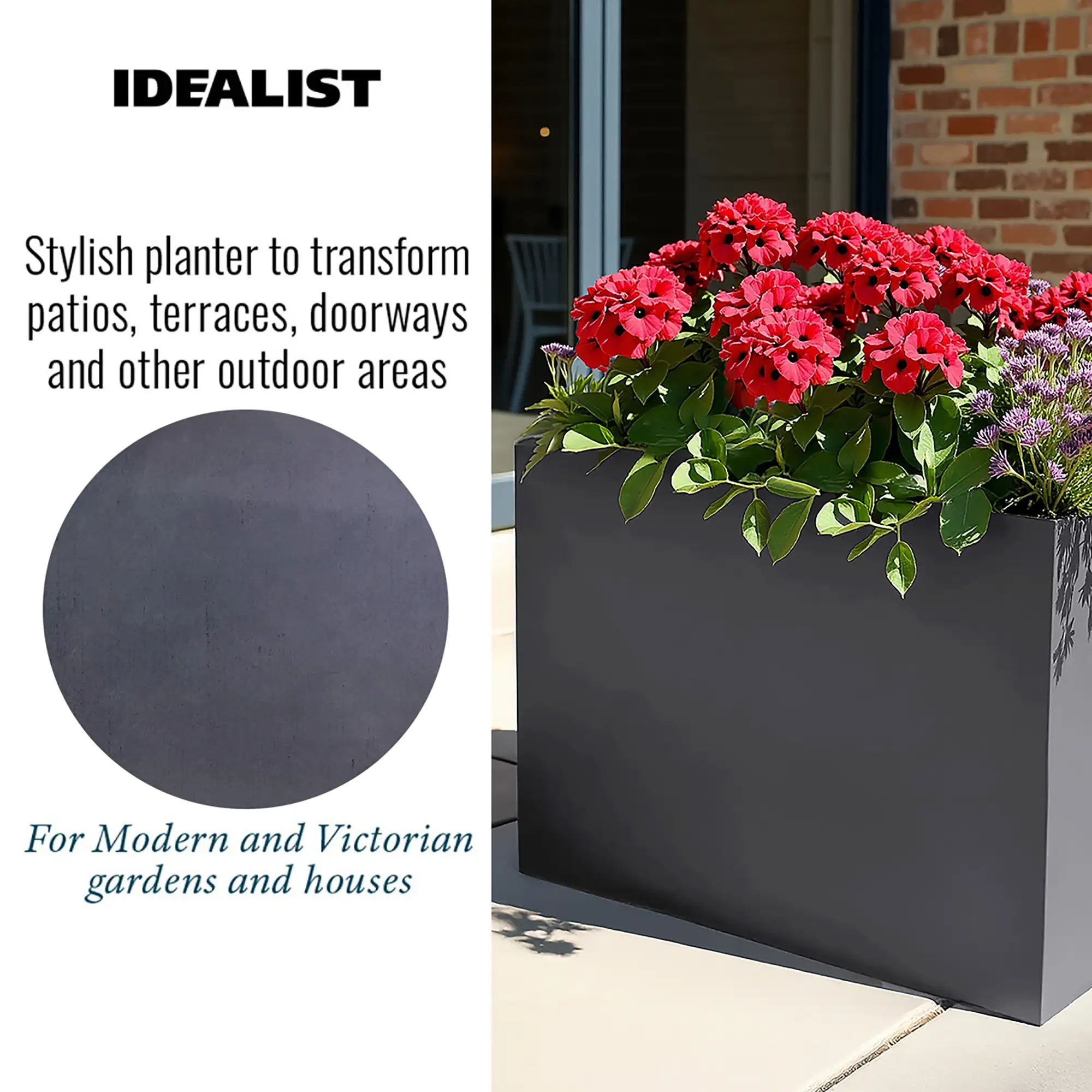 IDEALIST Lite Contemporary Light Concrete Trough Planter