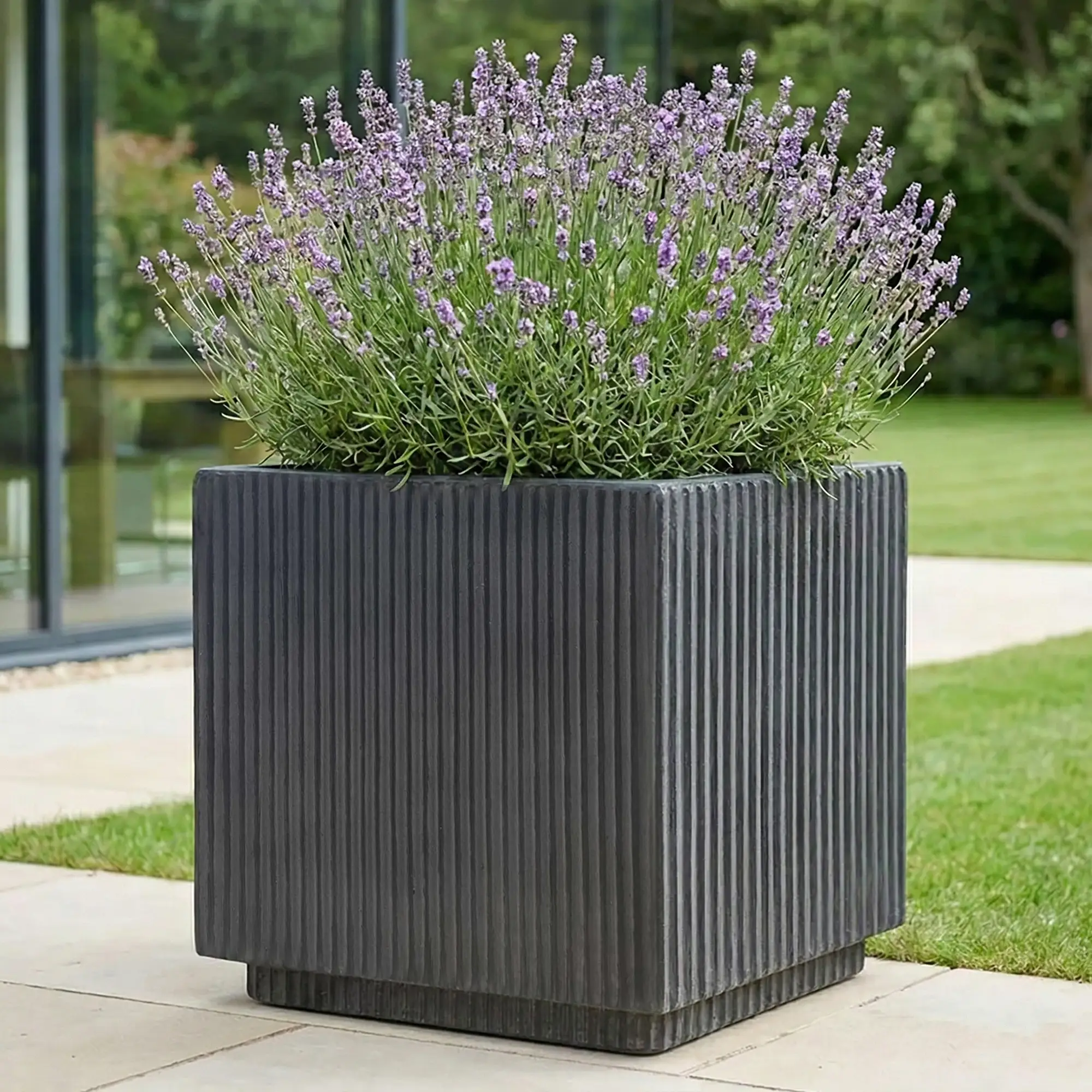 IDEALIST Lite Vertical Ribbed Square Effect Outdoor Planter