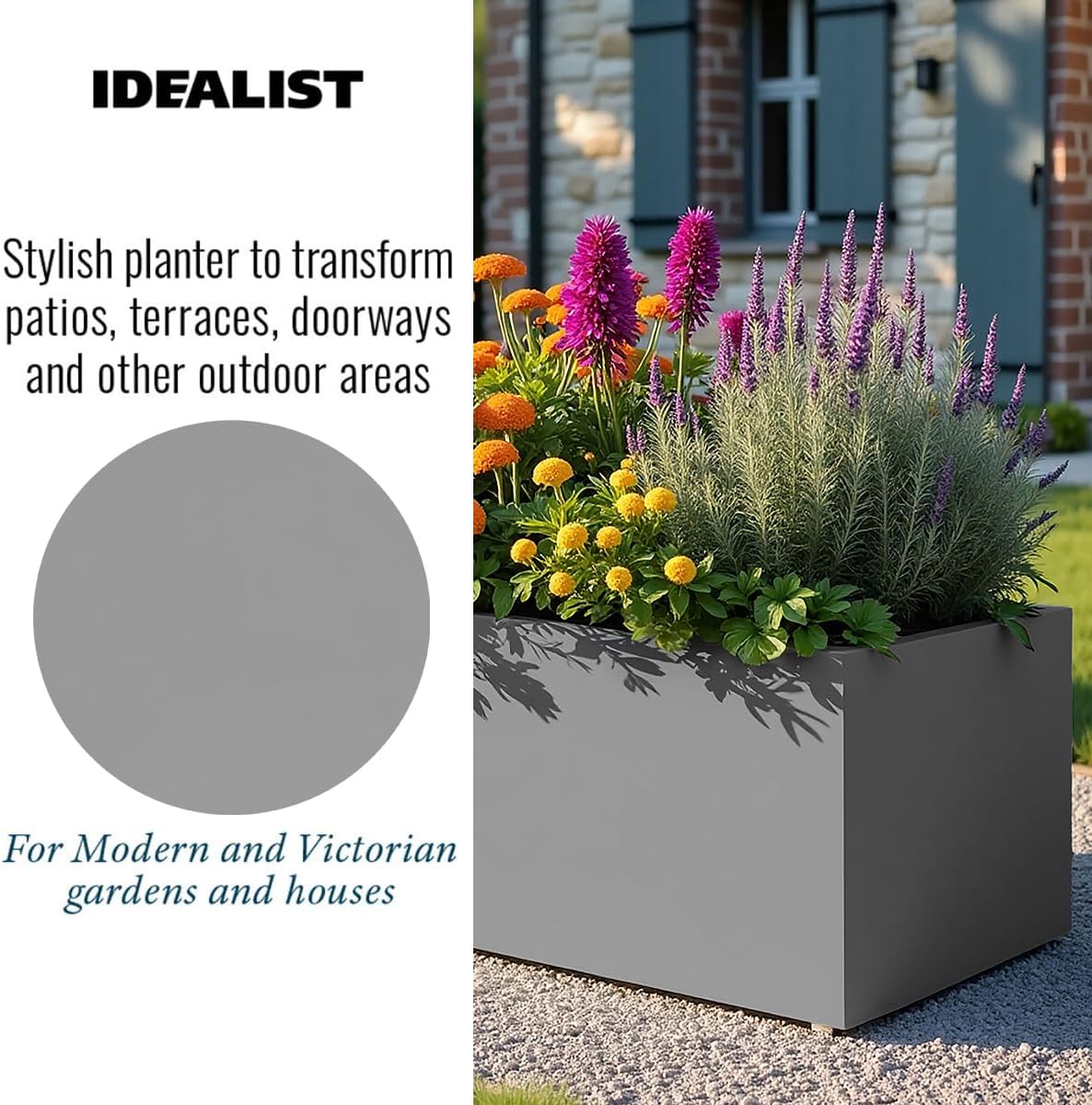 IDEALIST Lite Contemporary Light Concrete Trough Planter Set