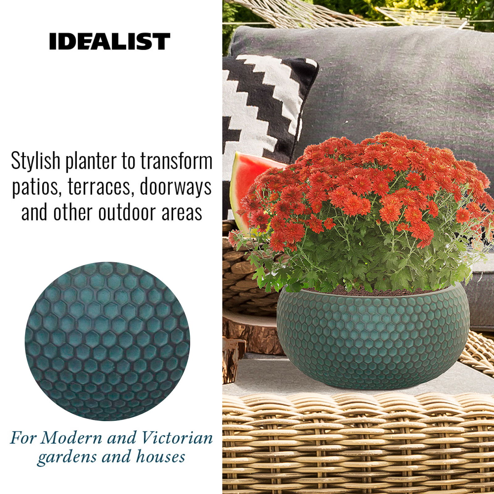 IDEALIST Lite Honeycomb Style Bowl Outdoor Planter IDEALIST Lite Honeycomb Style Bowl Outdoor Planter