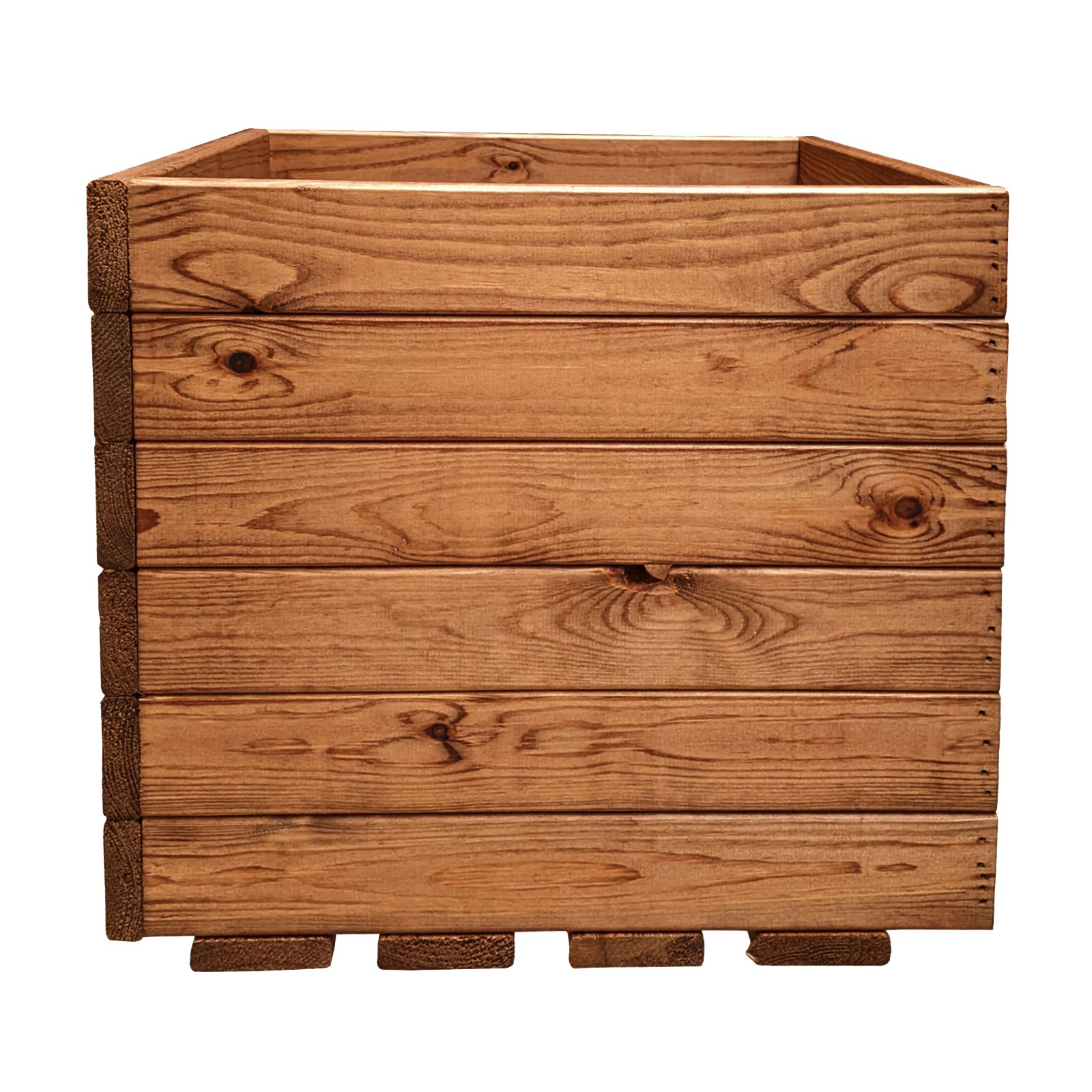 Rustic Scandinavian Redwood Square Outdoor Open Planter Made in UK by HORTICO