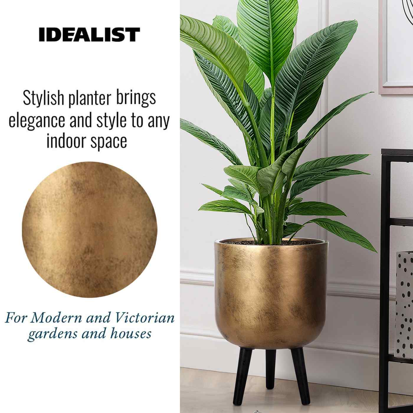 IDEALIST Lite Round Planter on Legs, Round Pot Plant Stand Indoor