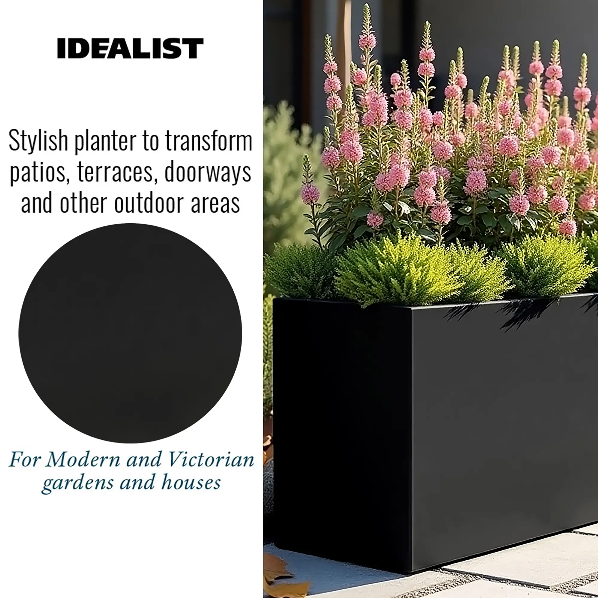 IDEALIST Lite Contemporary Light Concrete High Trough Planter