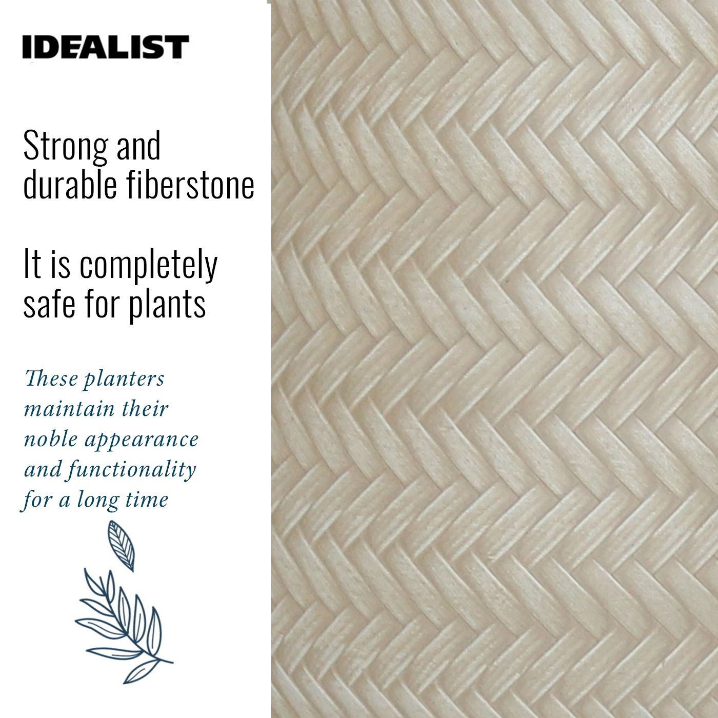 IDEALIST Lite Plaited Style Egg Planter on Legs, Round Pot Plant Stand Indoor