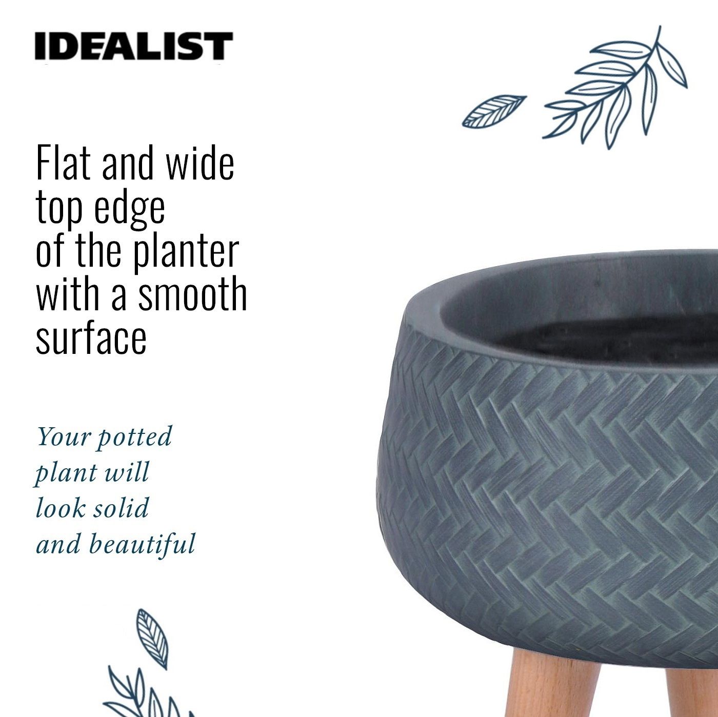 IDEALIST Lite Plaited Style Bowl Planter on Legs, Round Pot Plant Stand Indoor IDEALIST Lite Plaited Style Bowl Planter on Legs, Round Pot Plant Stand Indoor