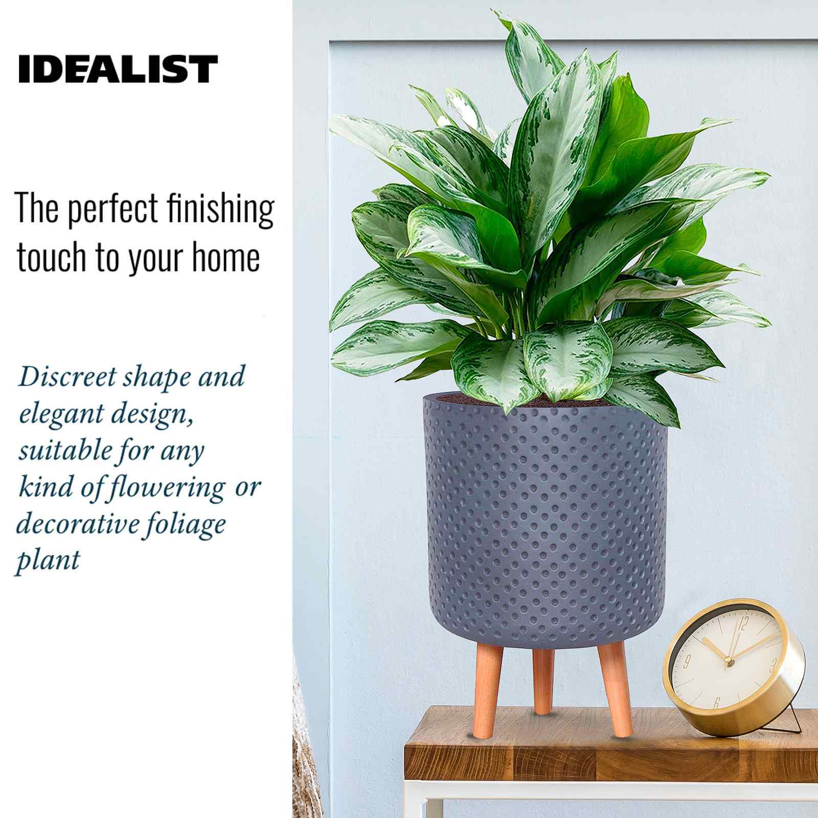 IDEALIST Lite Dotted Style Planter on Legs, Round Plant Pot Indoor