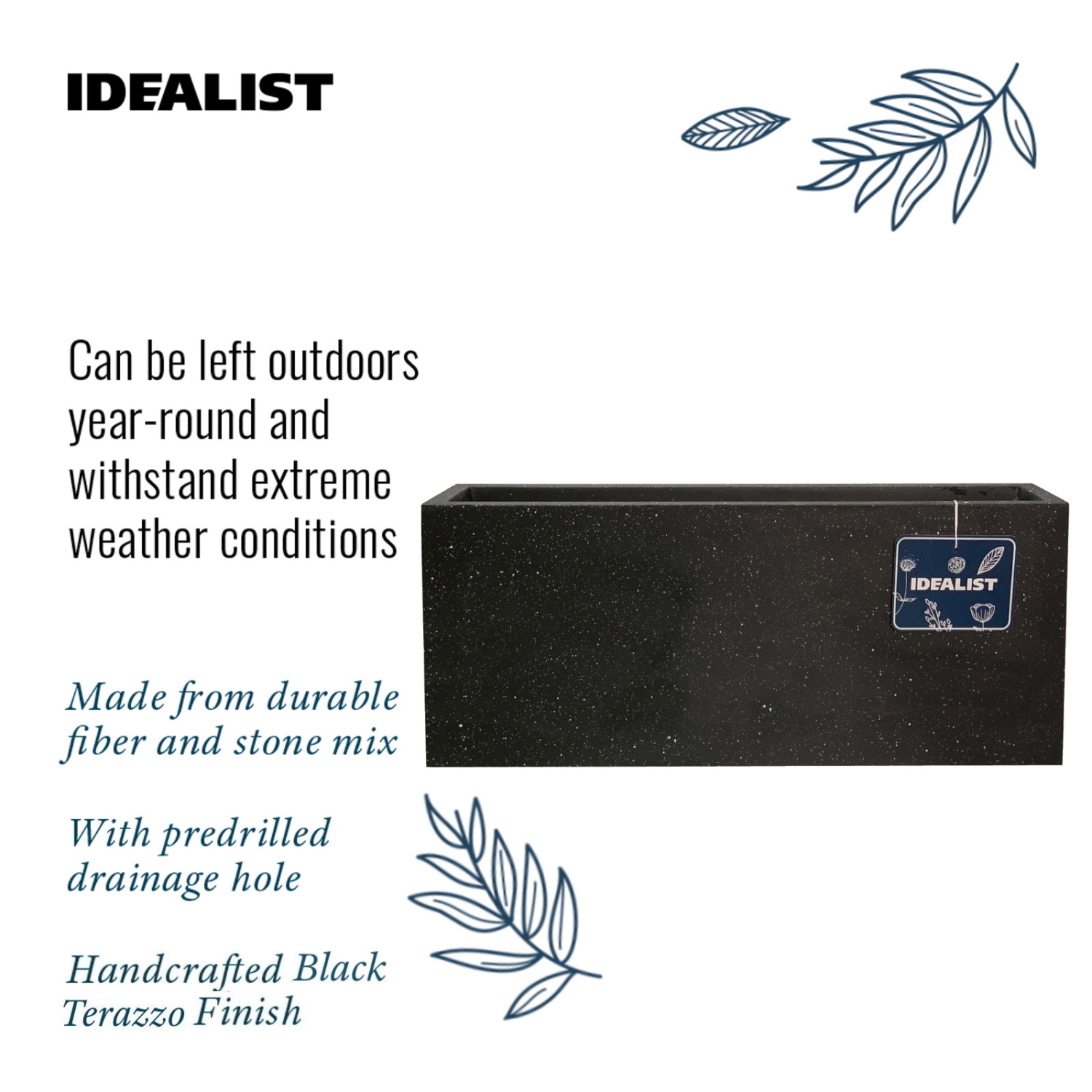 IDEALIST Lite Window Box Light Concrete Planter