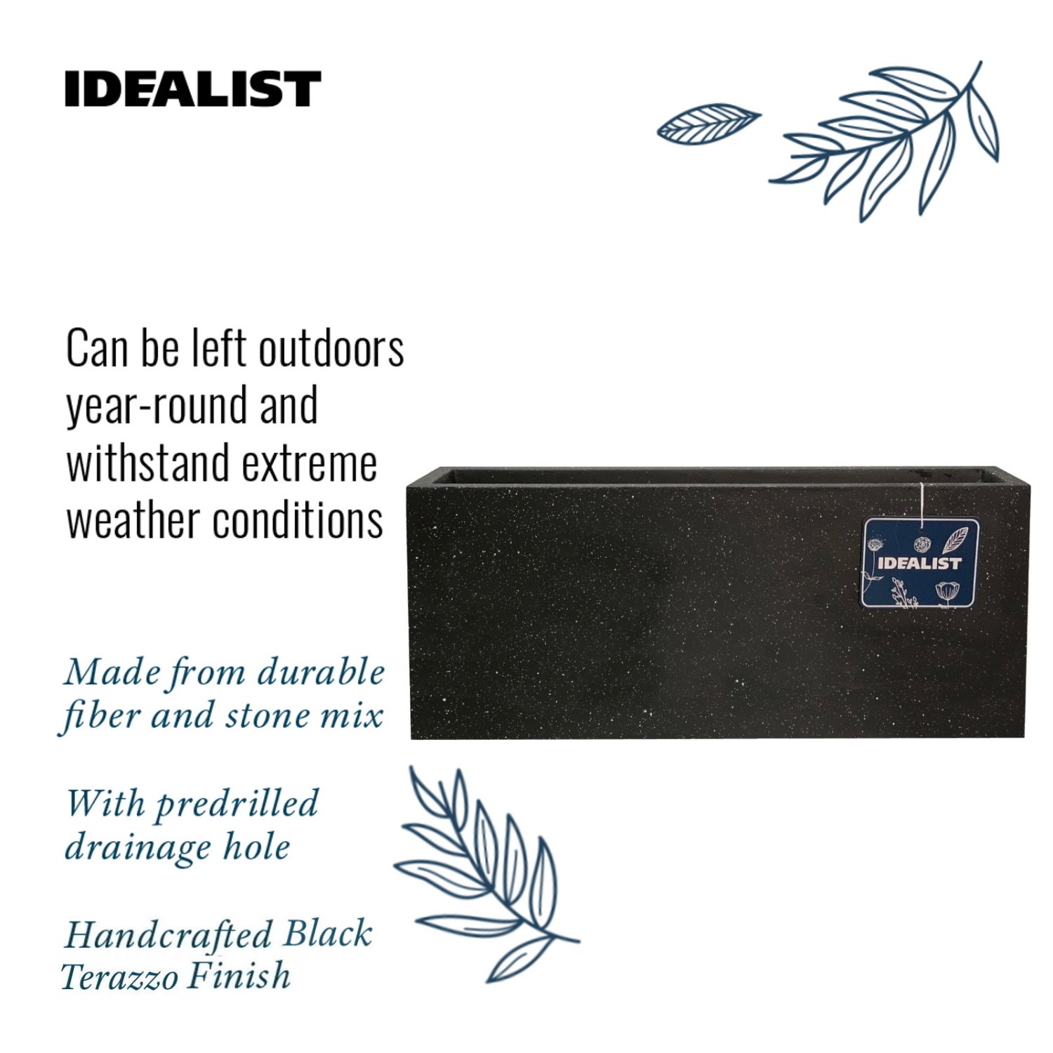 IDEALIST Lite Window Box Light Concrete Planter