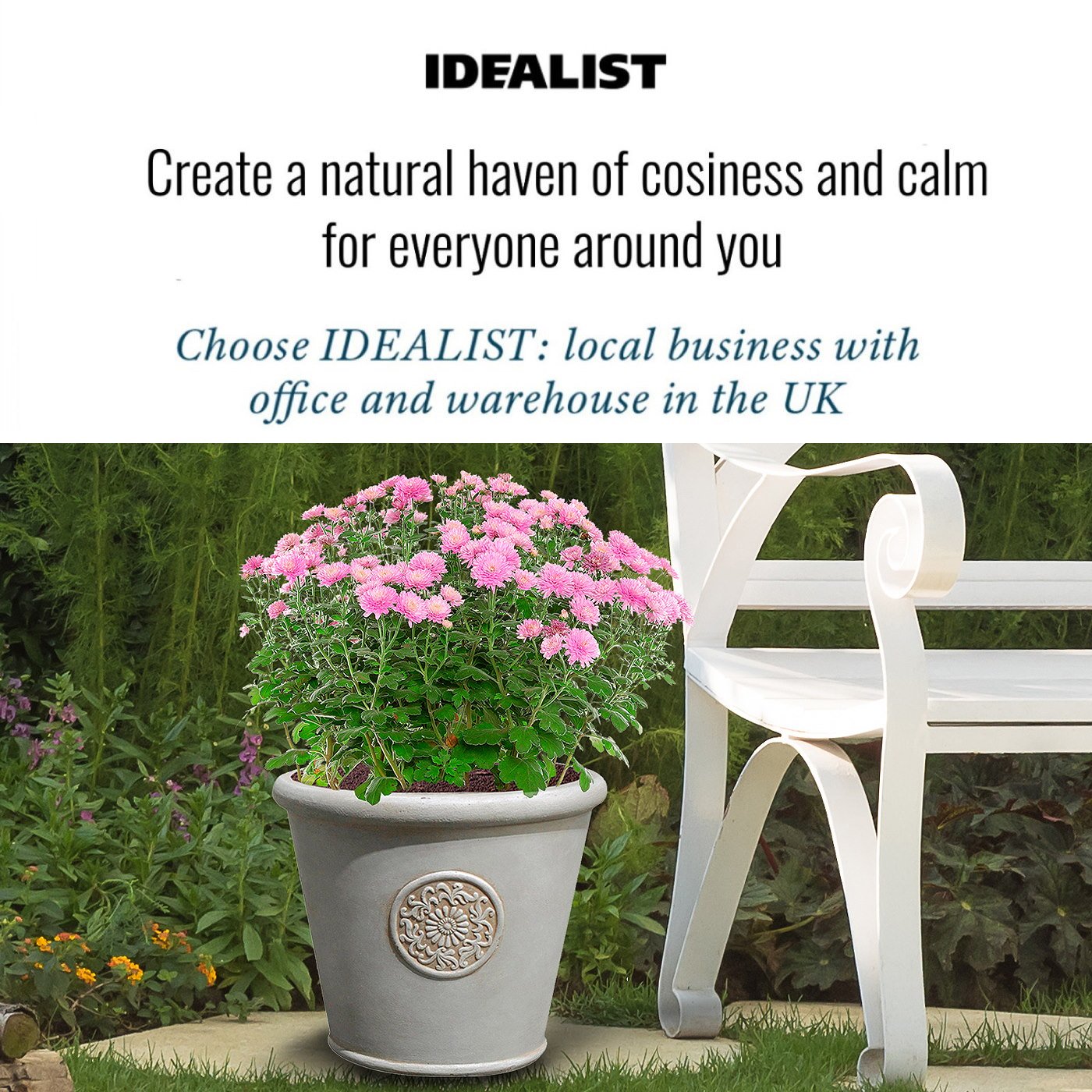 IDEALIST Lite Rustic Style Rolled Rim Wide Vase Outdoor Planter
