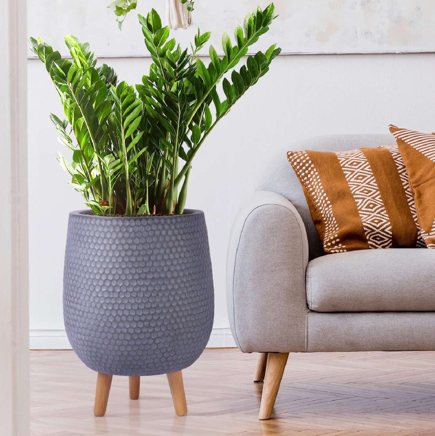 IDEALIST Lite Honeycomb Style Egg Planter on Legs, Round Pot Plant Stand Indoor