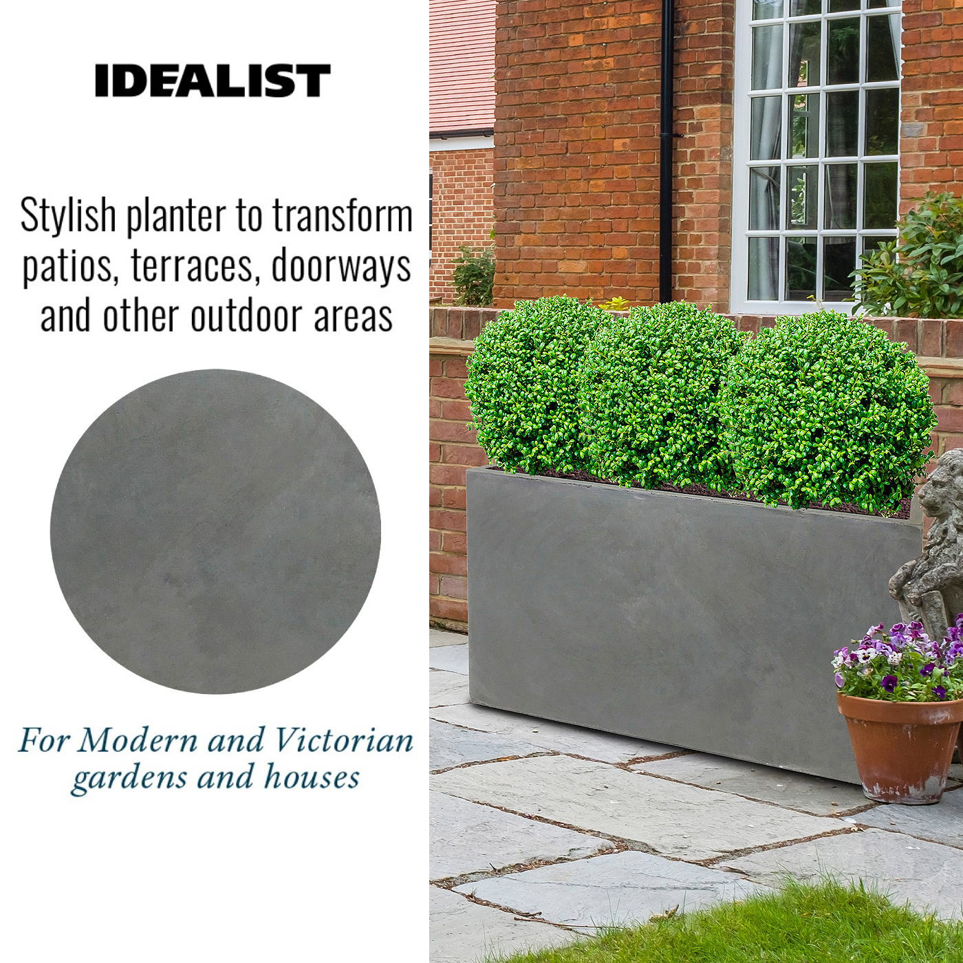 IDEALIST Lite Contemporary Light Concrete High Trough Planter