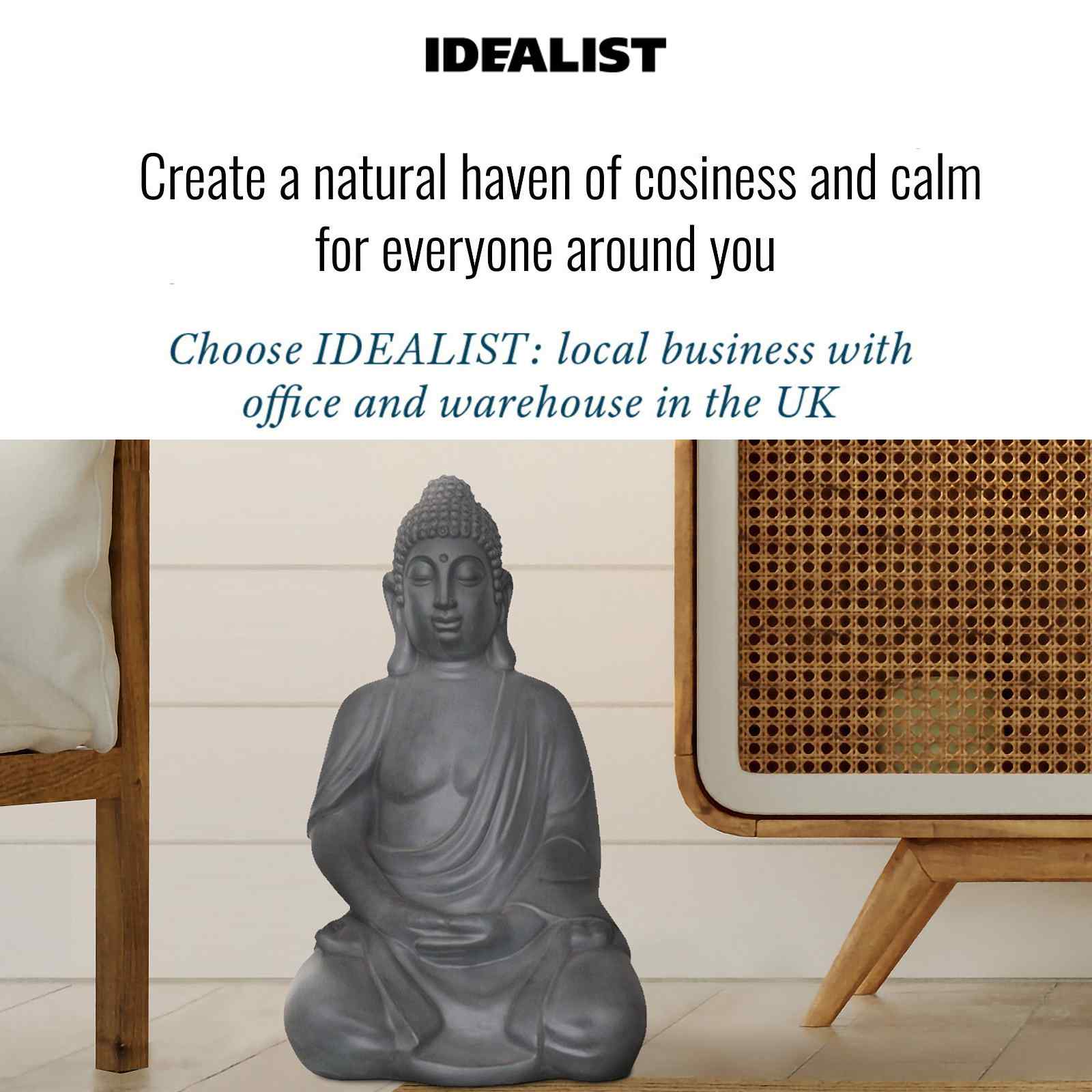 IDEALIST Lite Sitting in Meditation Buddha Grey Indoor and Outdoor Statue L35.5 W26.5 H50.5 cm