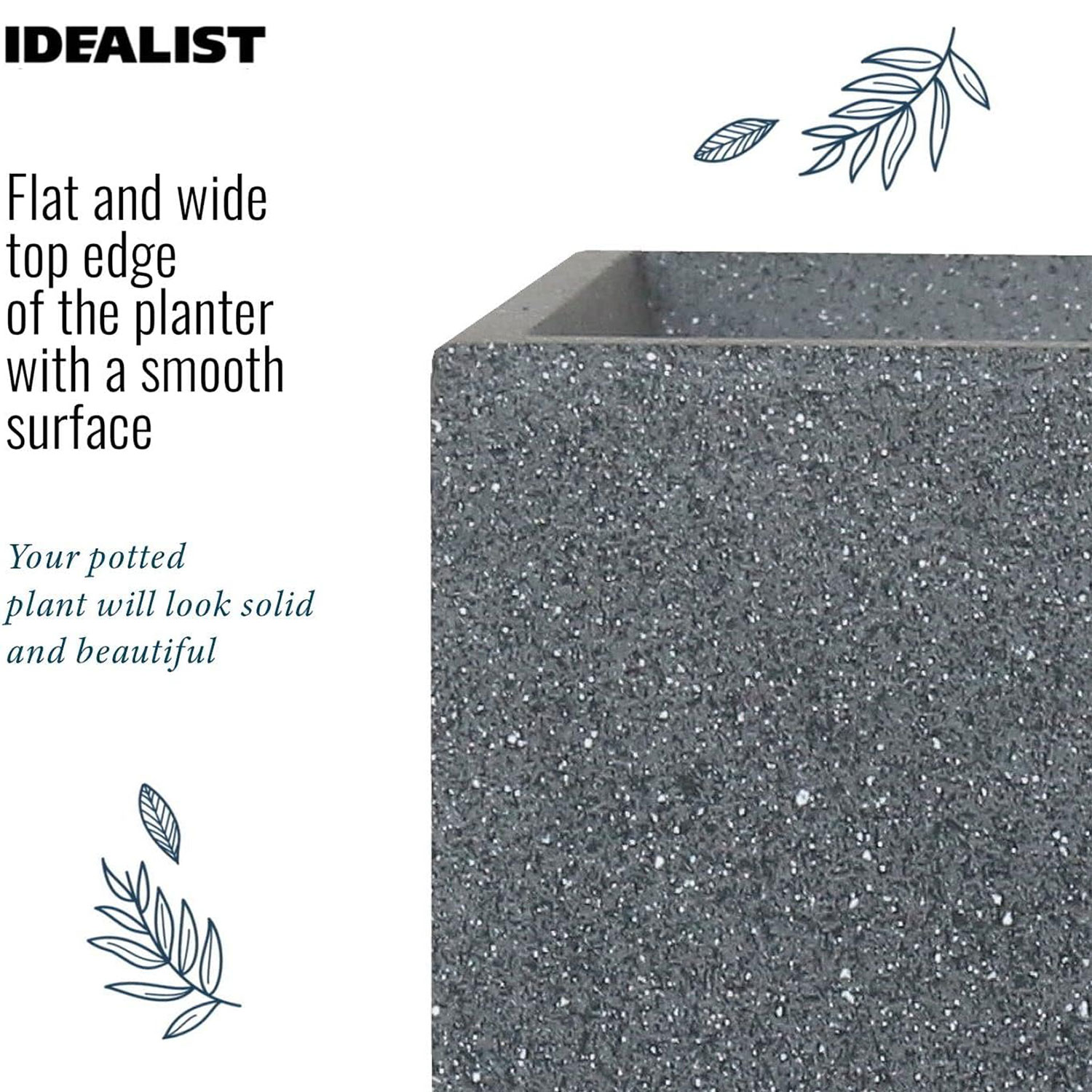 IDEALIST Lite Textured Concrete Effect Square Outdoor Planter