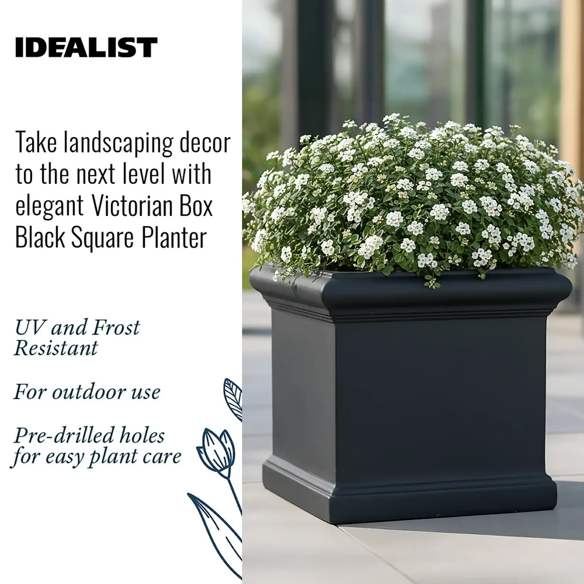 IDEALIST Lite Victorian Box Square Light Stone Outdoor Planter