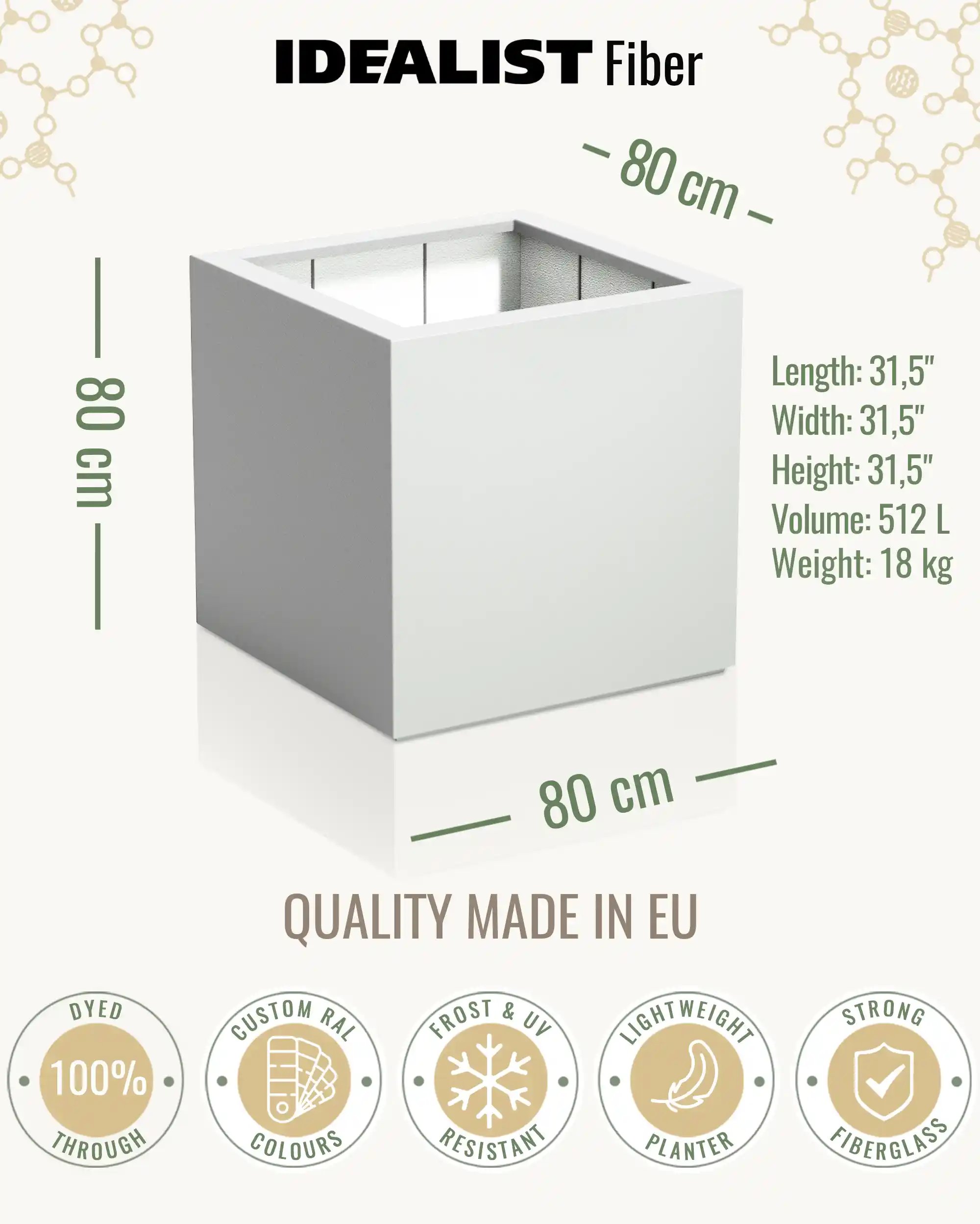 PURE Cube Outdoor Fiberglass Planter