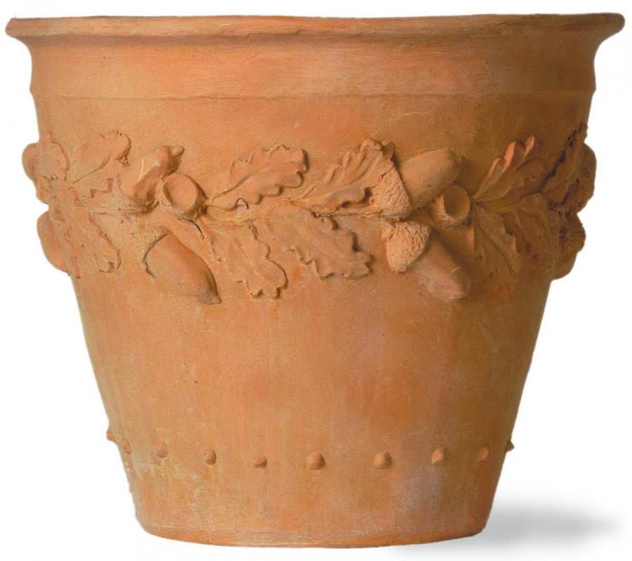 Oakleaf Fiberglass Round Terracotta Planter Pot In/Out