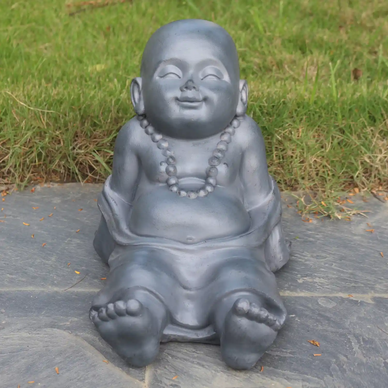 IDEALIST Lite Resting Baby Monk Grey Indoor and Outdoor Statue L31 W22.5 H26 cm