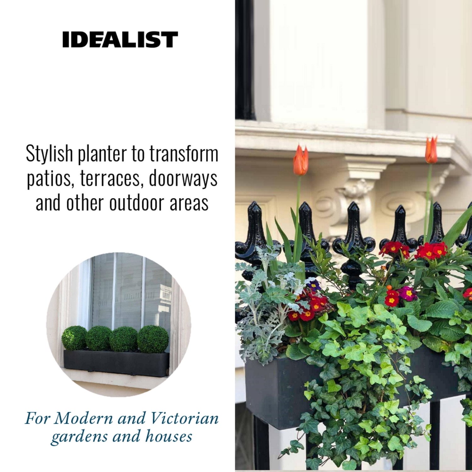 IDEALIST Lite Window Box Light Concrete Planter Set