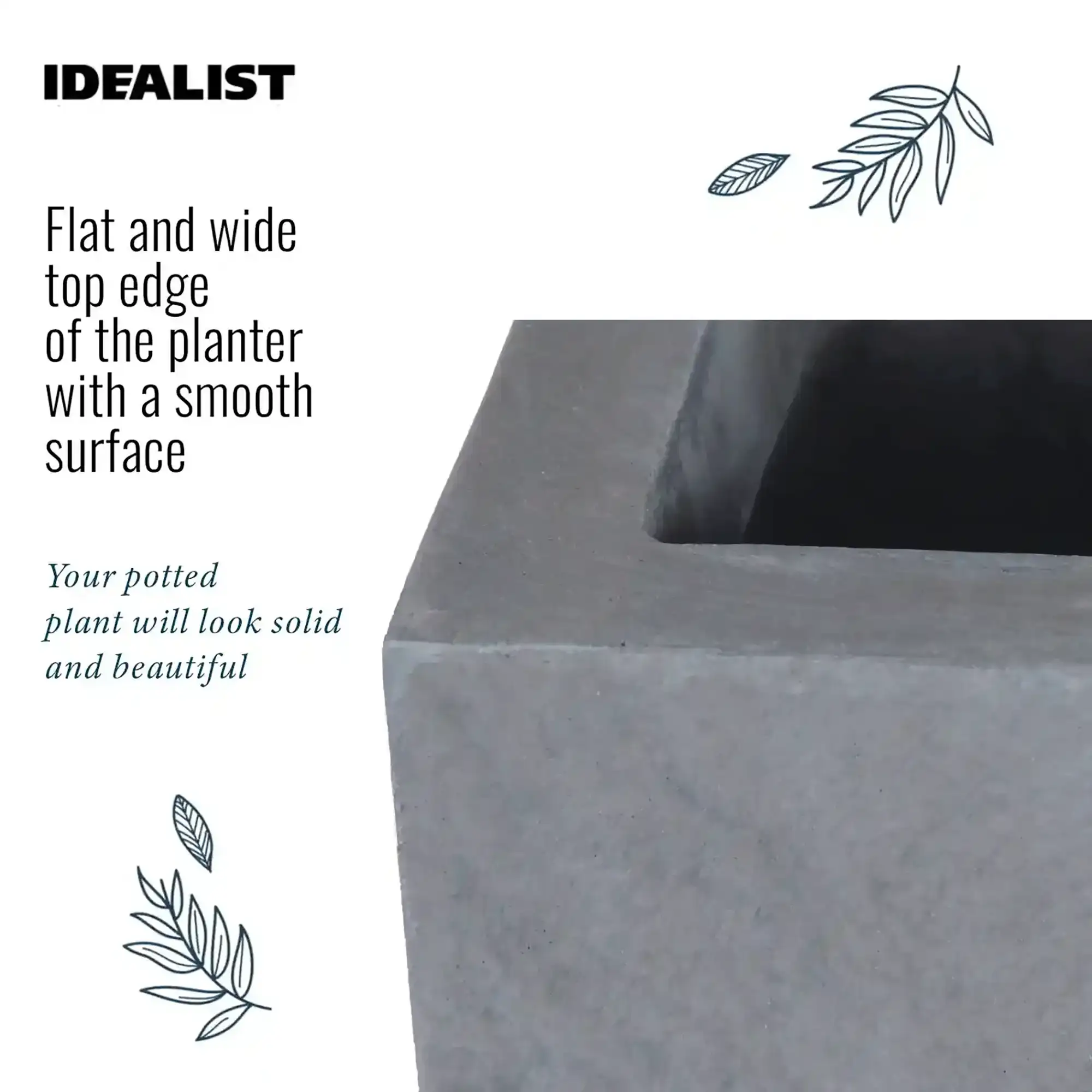 IDEALIST Lite Contemporary Light Concrete High Trough Planter