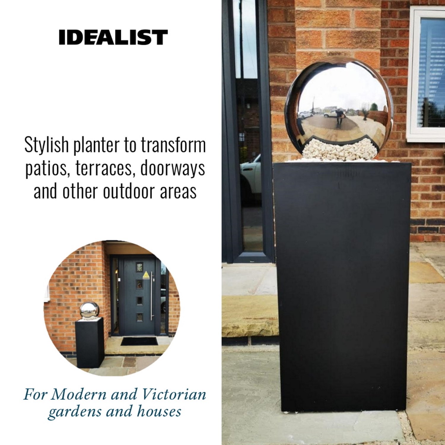 IDEALIST Lite Tall Square Contemporary Light Concrete Planter Set