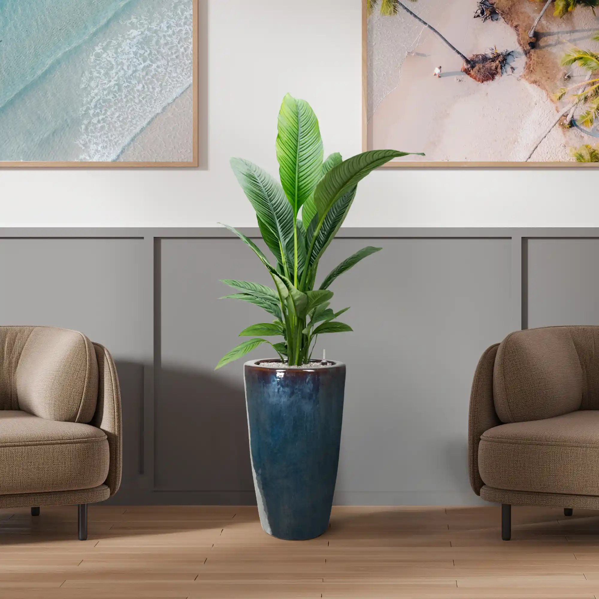 Ceramic Round Tall Glossy Planter Pot In/Out