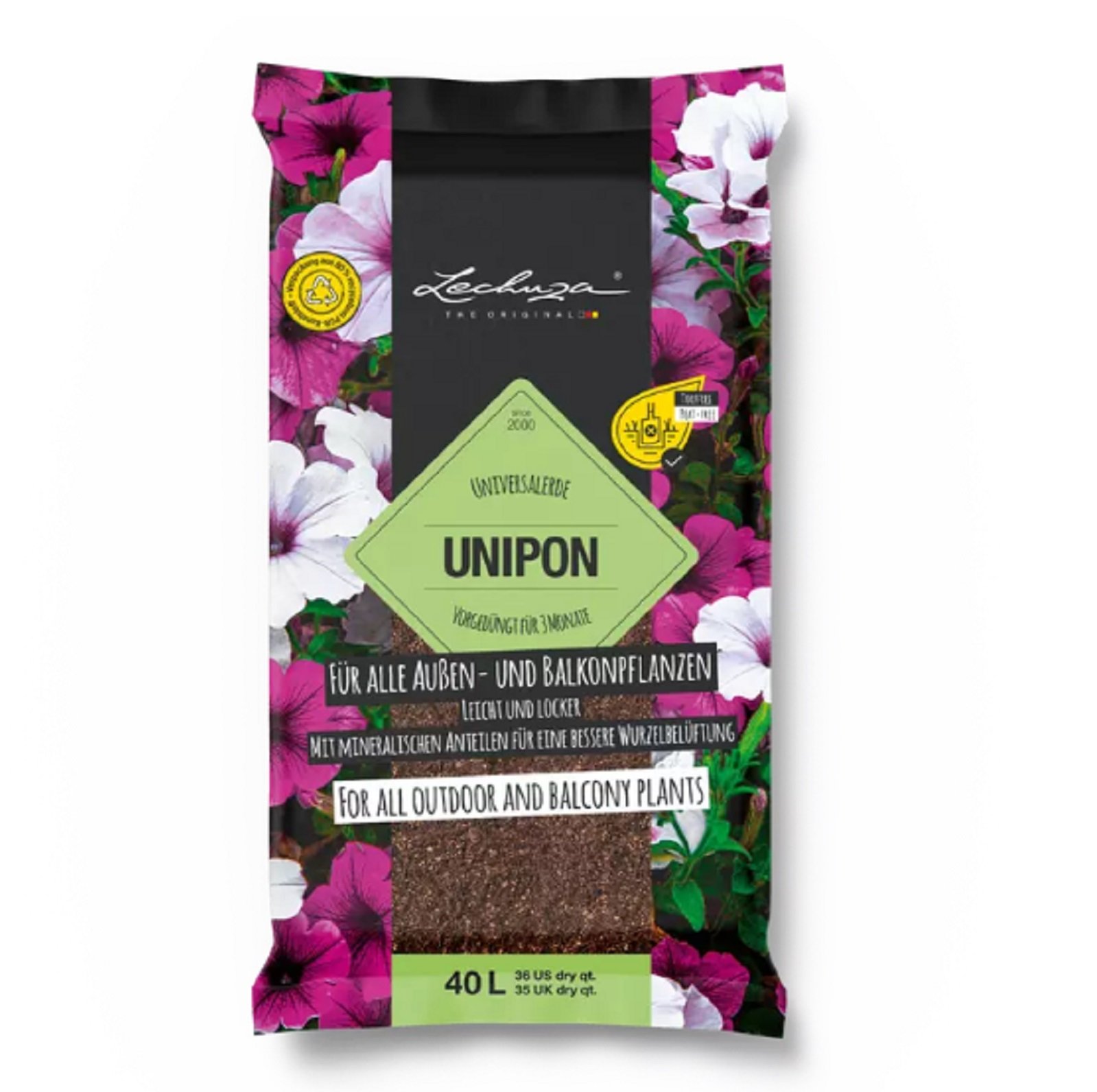 LECHUZA UNIPON Pre-fertilized Potting Soil Compost for Outdoor and Balcony Plants