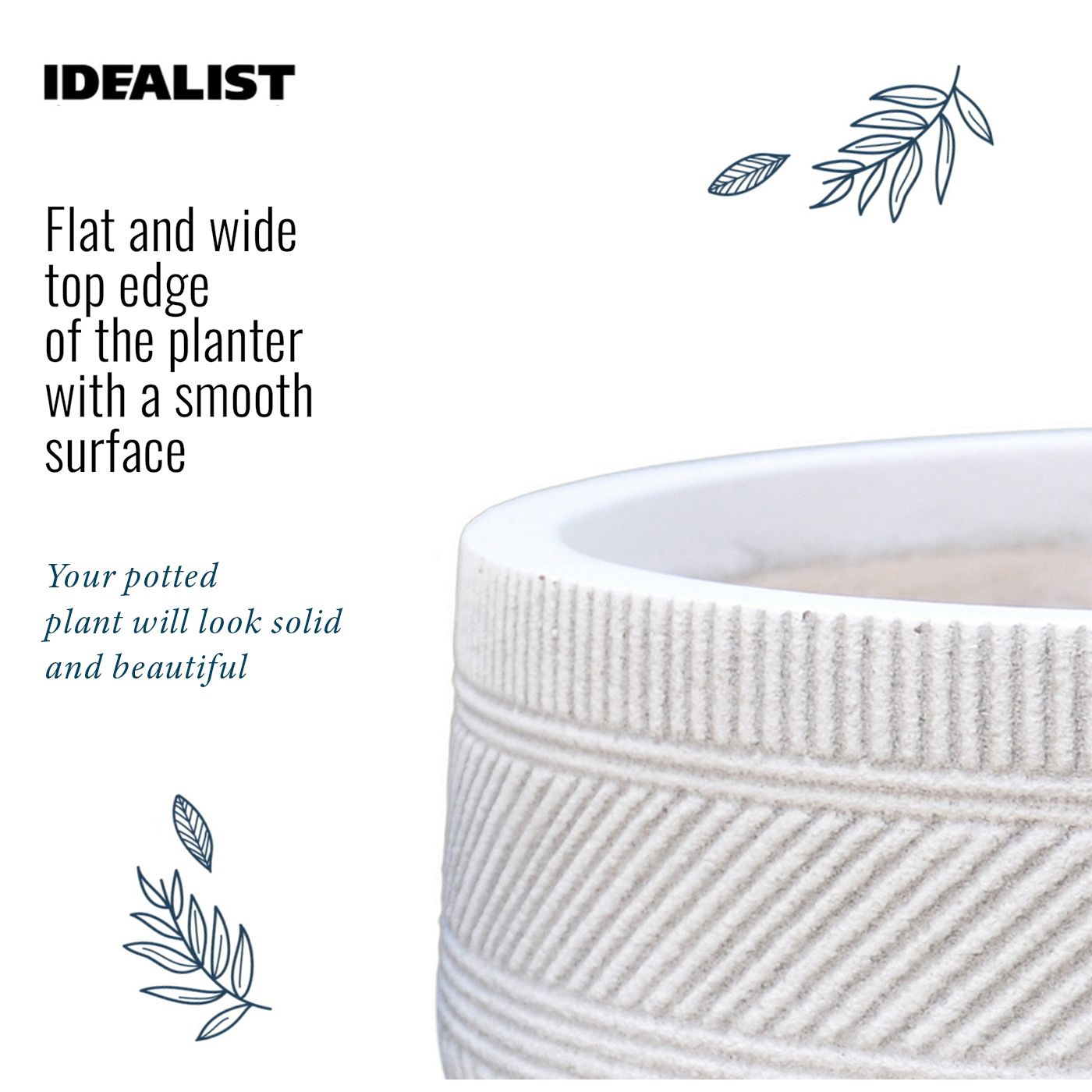 IDEALIST Lite Striped Tray Round Planter on Legs, Round Pot Plant Stand Indoor