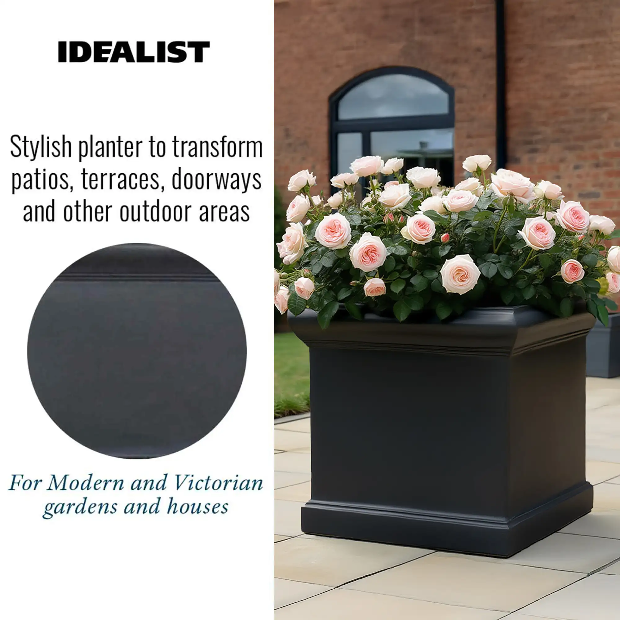 IDEALIST Lite Victorian Box Square Light Stone Outdoor Planter