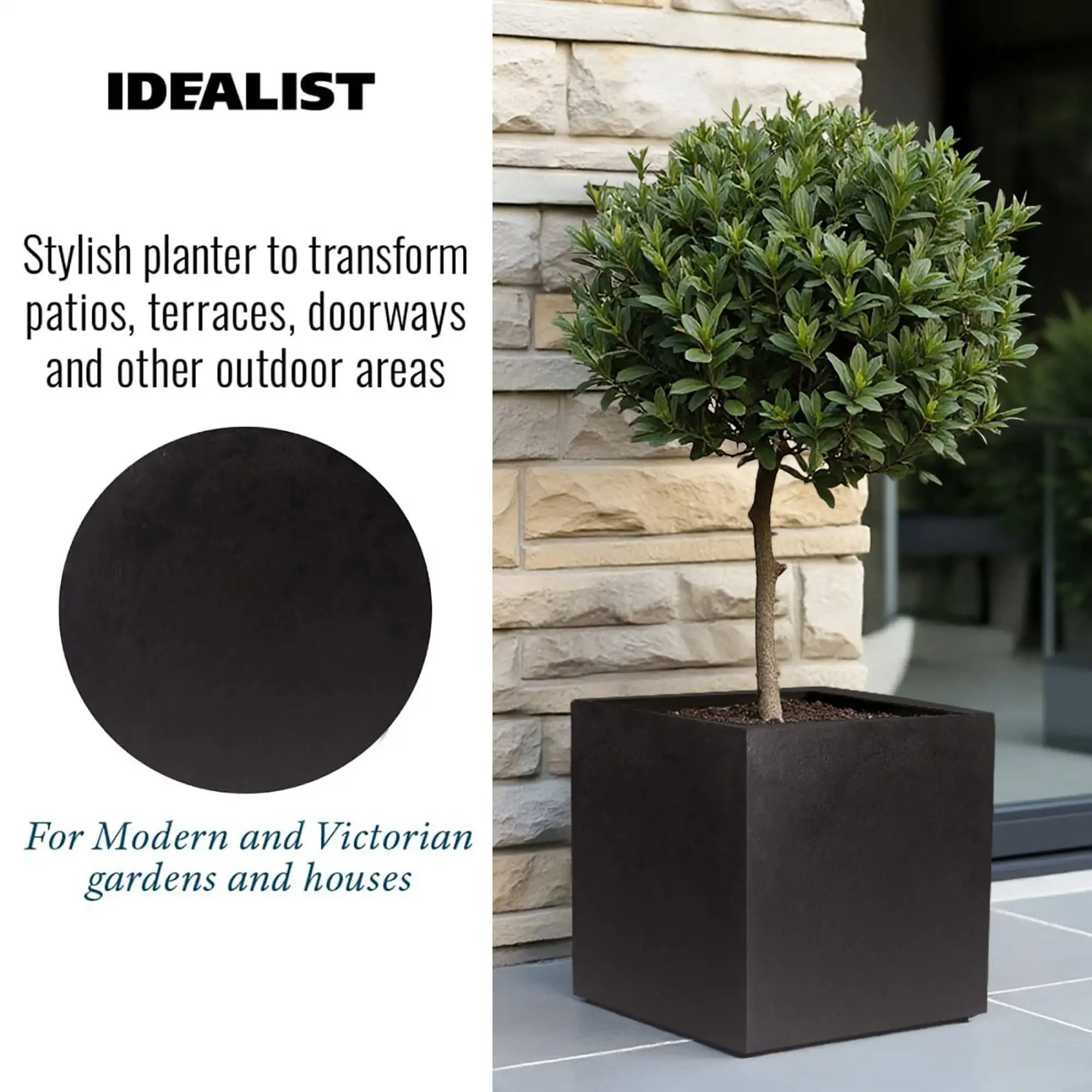 IDEALIST Lite Square Box Contemporary Light Concrete Planter