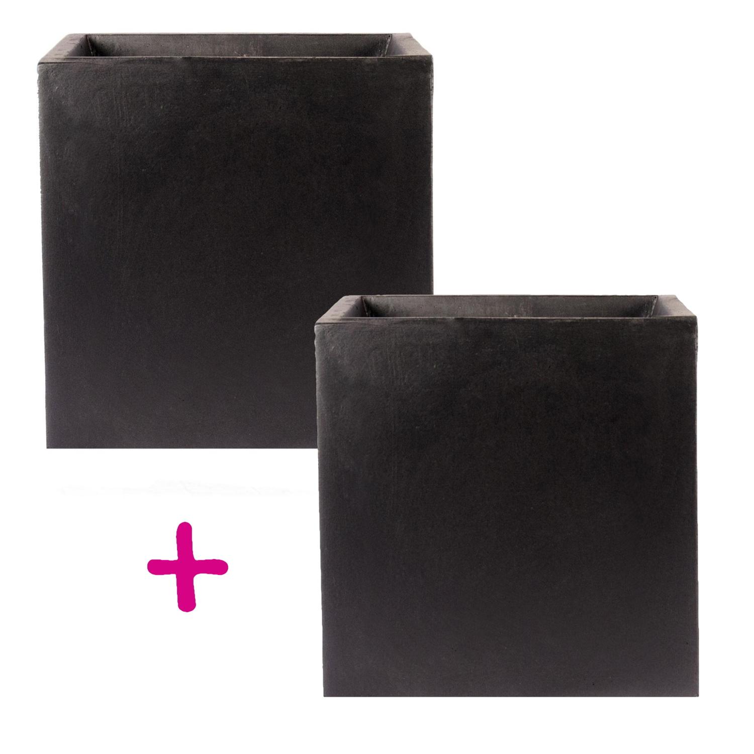 IDEALIST Lite Square Box Contemporary Light Concrete Planter Set