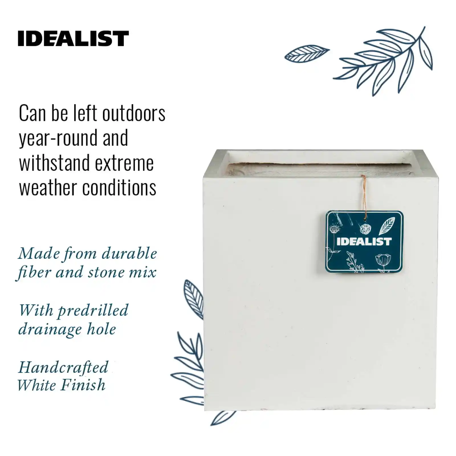 IDEALIST Lite Square Box Contemporary Light Concrete Planter