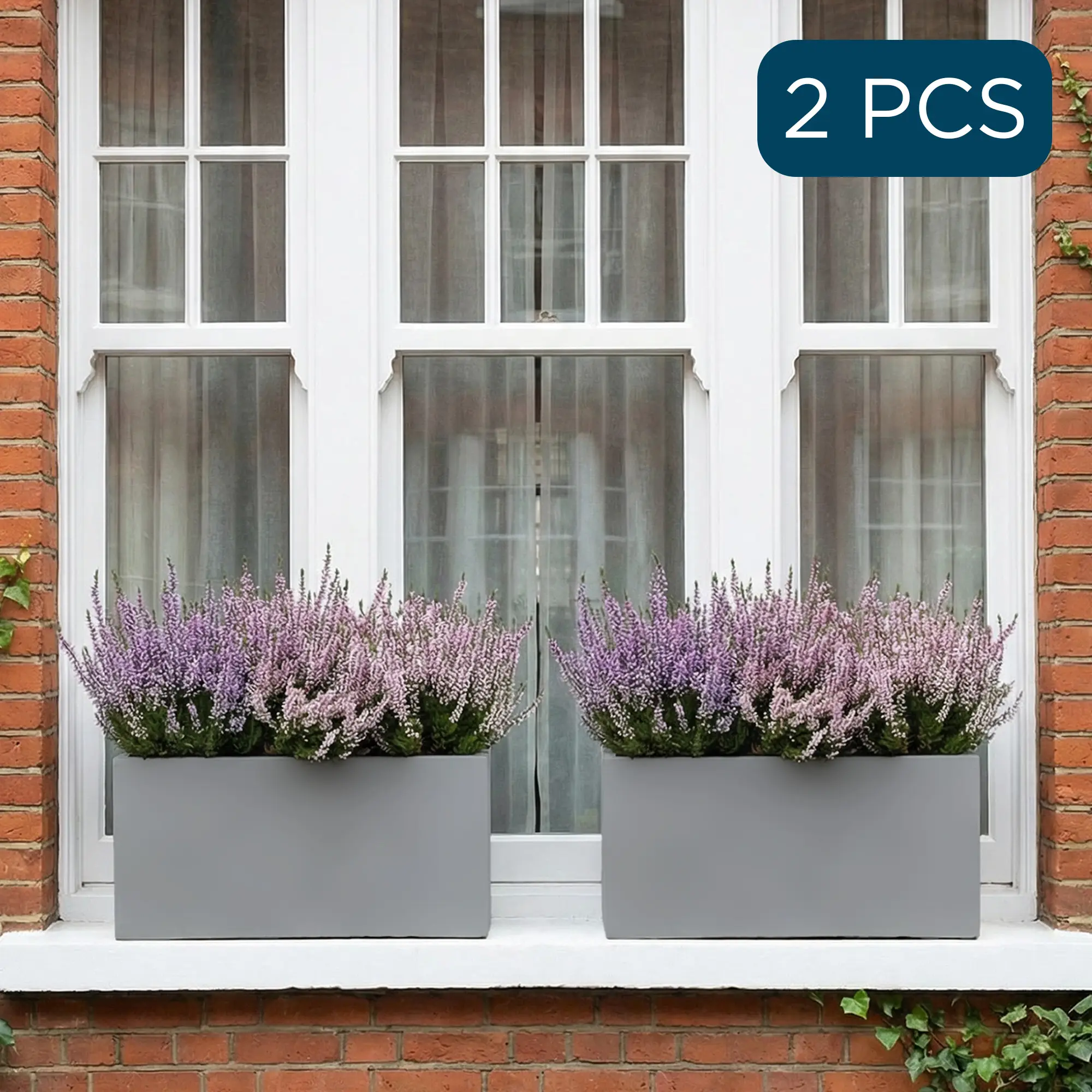 IDEALIST Lite Contemporary Light Concrete Trough Planter Set